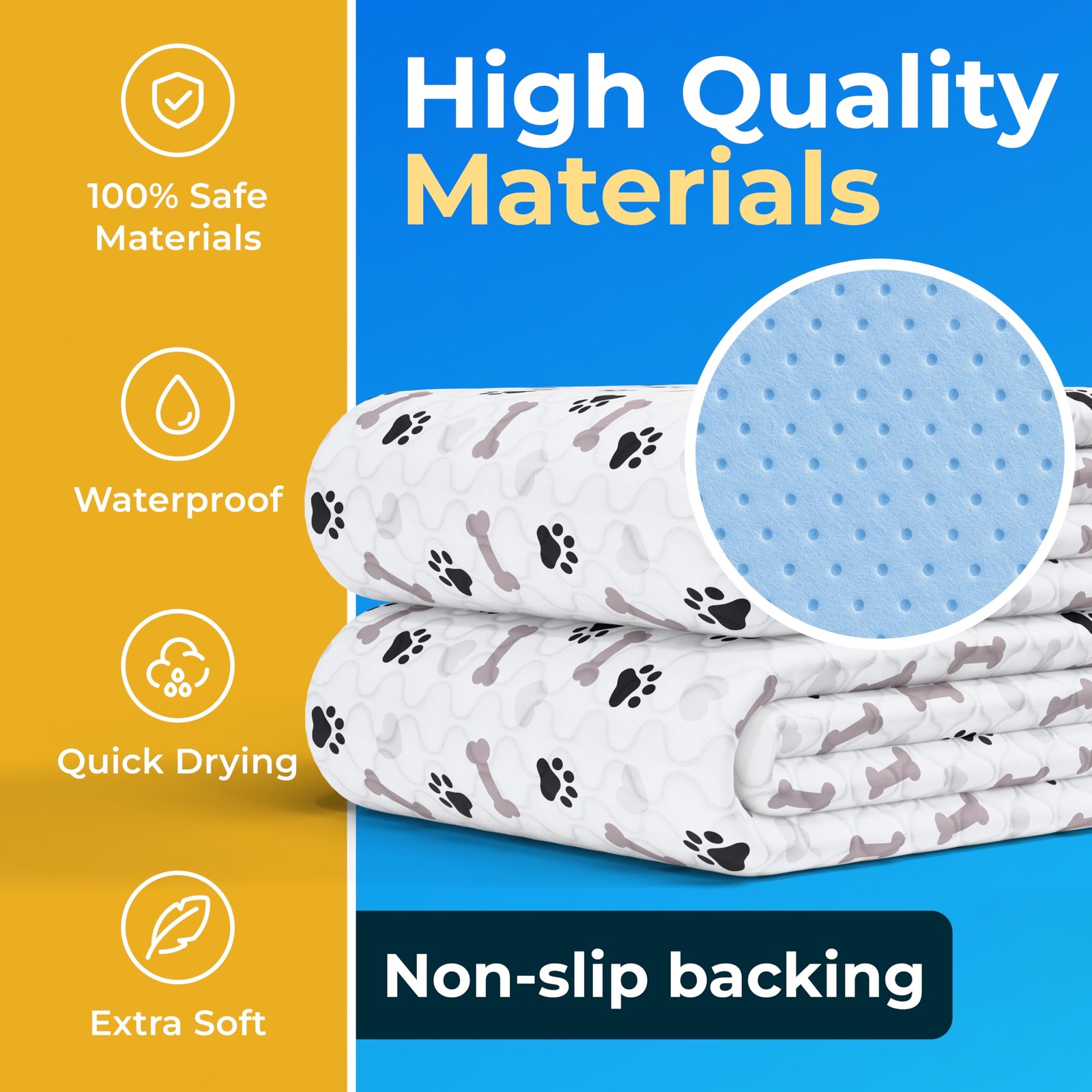 Washable Pee Pads for Dogs – Waterproof Reusable Puppy Pads with Anti-Slip Ba…