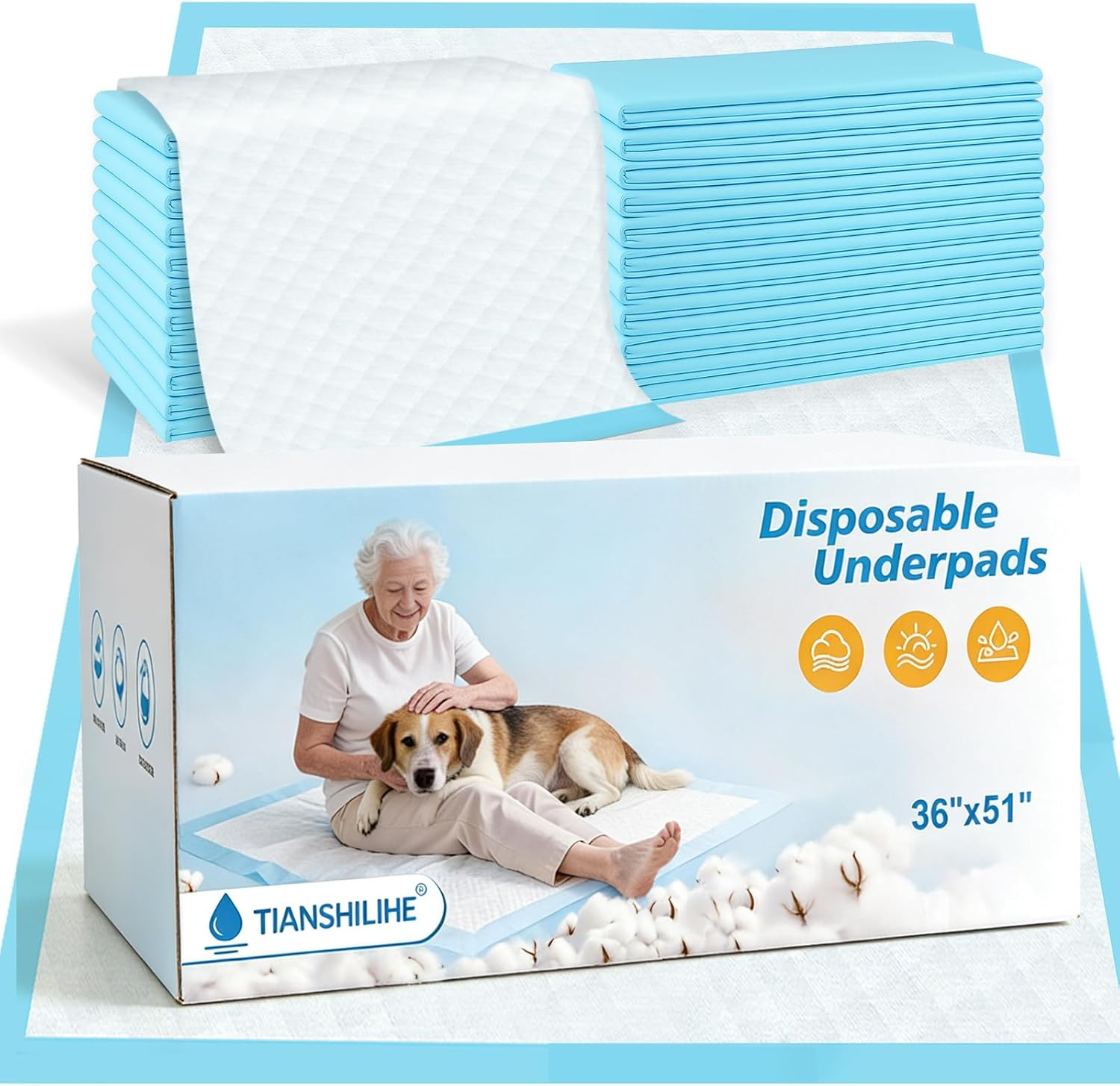 Puppy Pee Pads for Dogs 51″X36″ 40 Count, Extra Large Dog Pee Pads, XXXXL Leak-P
