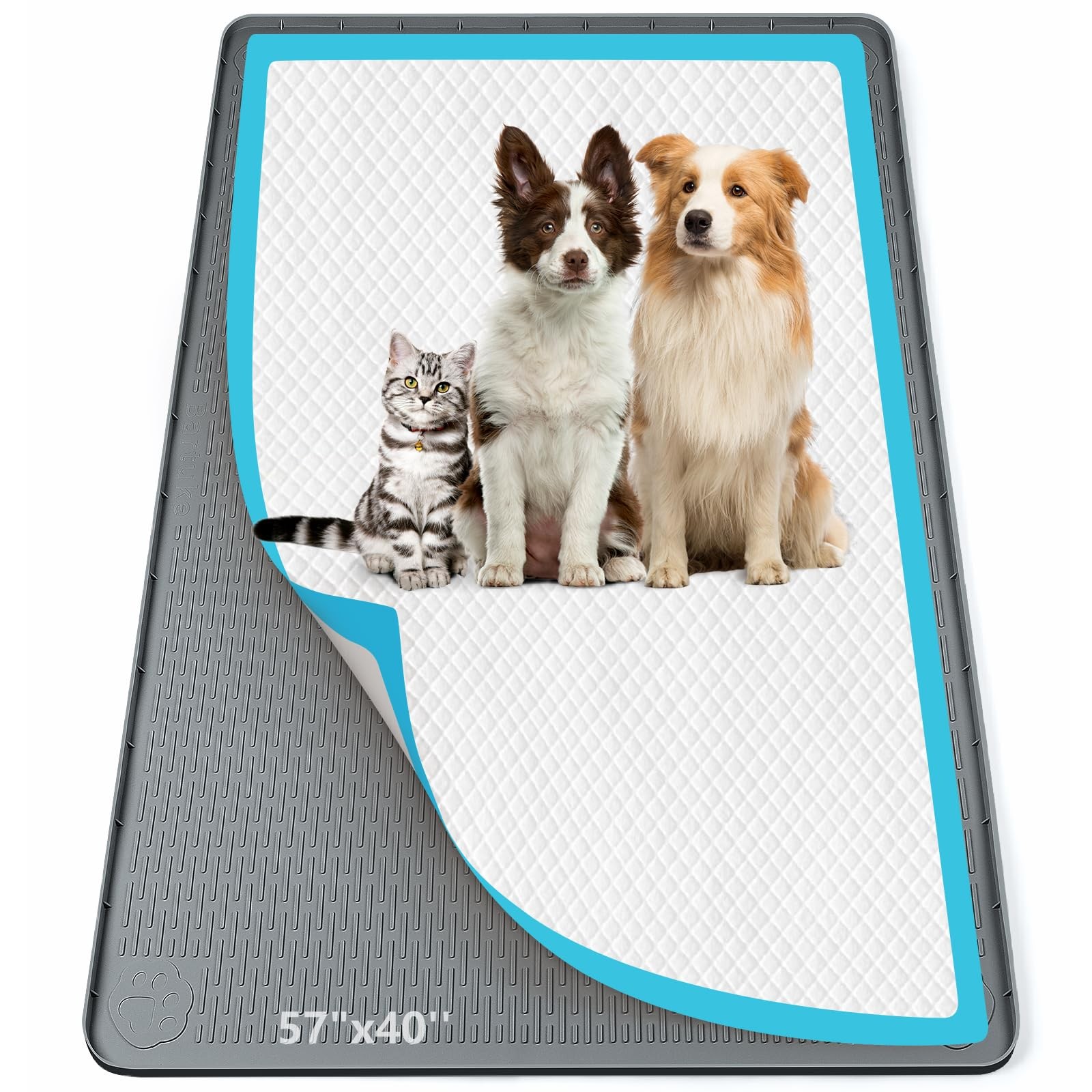 Pee Pad Holder for Dogs 57”x40” Silicone Puppy Pee Pad Tray, Dark Grey | Ex…