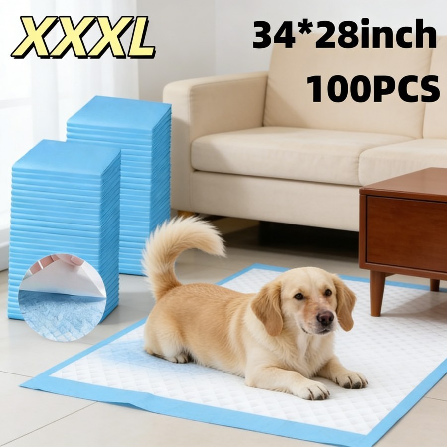 100PCS Dog Training Pads Extra Large 28″x34″ Super Absorbent Pet Puppy Pee Pads