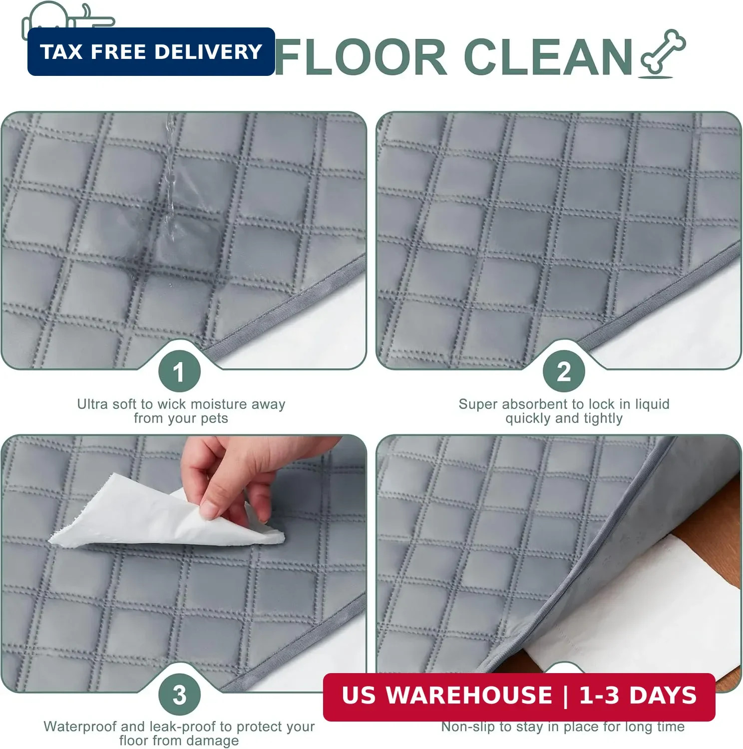 Eterish Reusable Washable Pee Pads for Dogs Large/Extra Large 36” x 41” 2 Pack