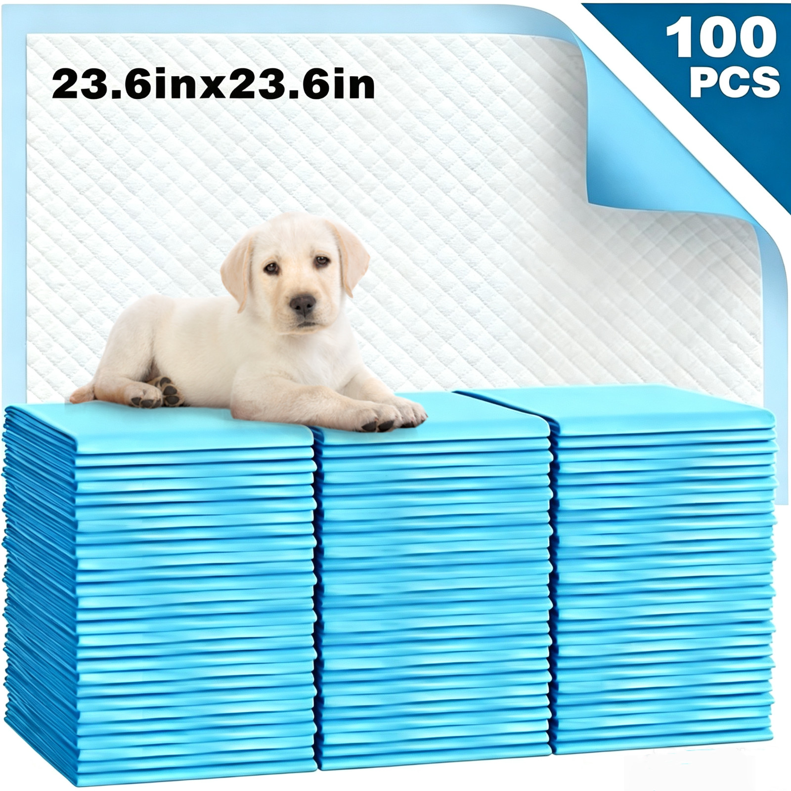 100pcs 23.6×23.6″ & 100pcs 34×28″ Dog Pee Pads,For Dogs, Cats, Rabbits Pets