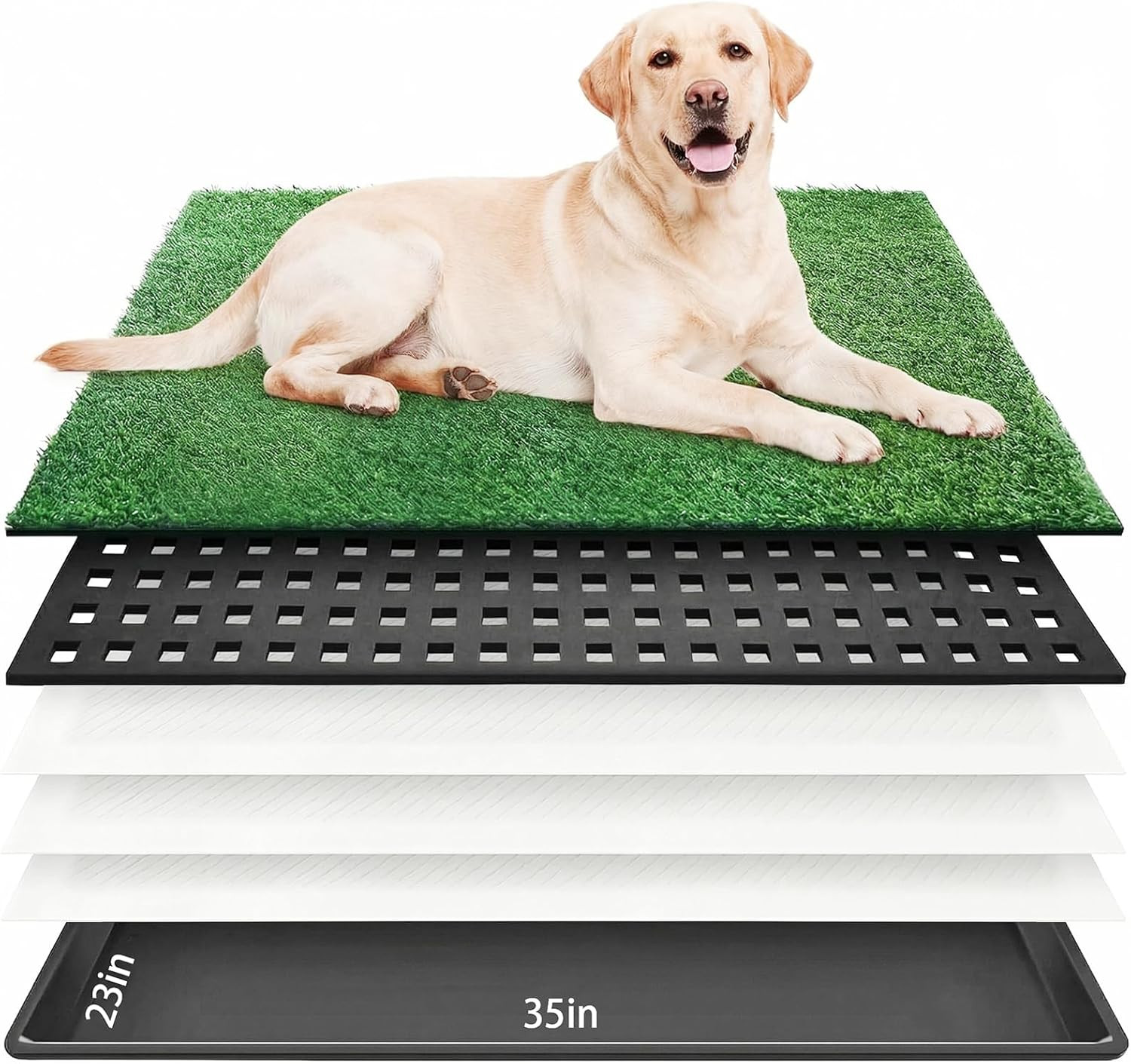 Dog Grass Pad with Tray 35″X23″ Large Dog Litter Box, Artificial Grass for Dogs