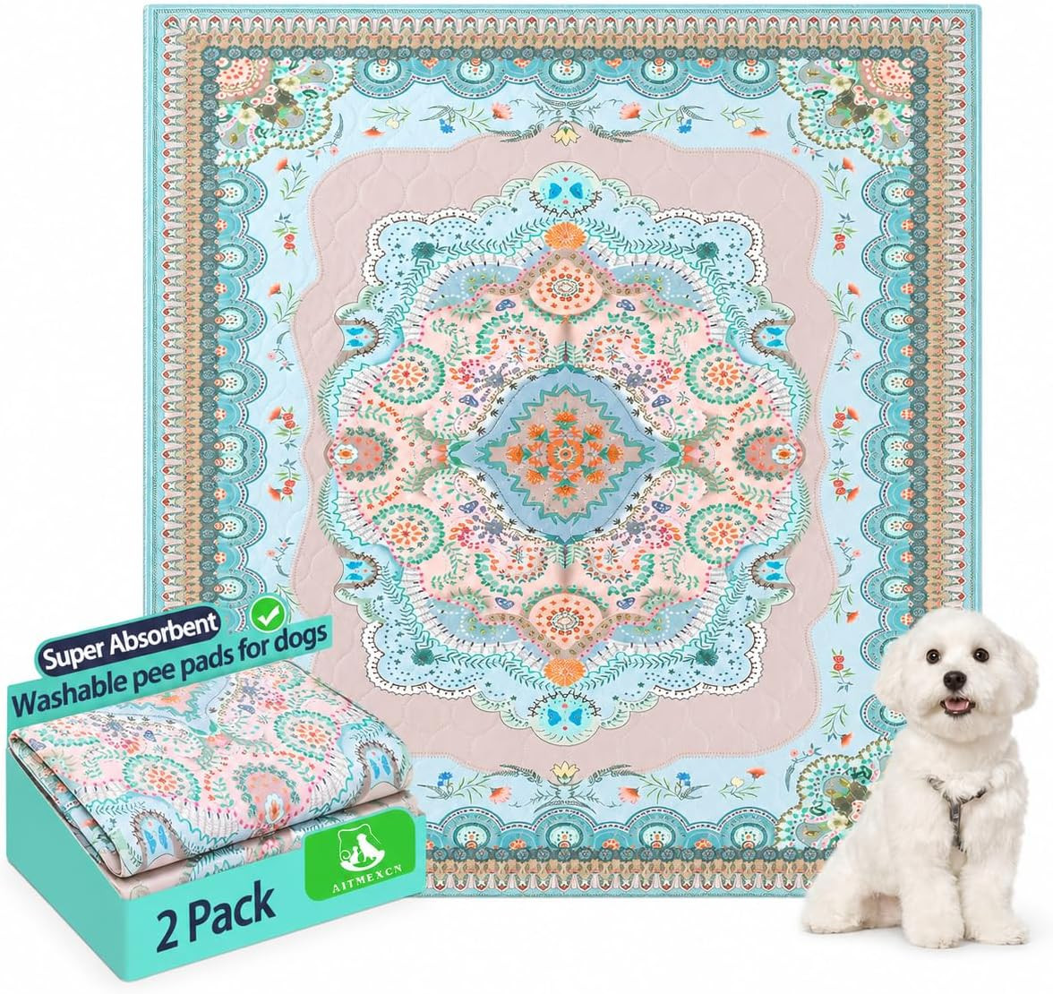 Washable Pee Pads for Dogs, 18″X24″, 2 Pack Reusable Puppy Training Pads |