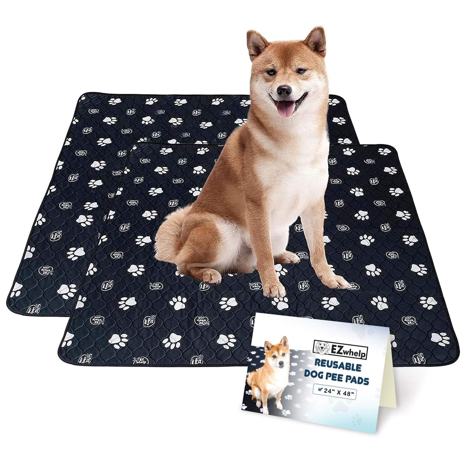 Reusable Washable Dog Pee Pads Waterproof Potty Training Mats 24×48 In 2 PCS