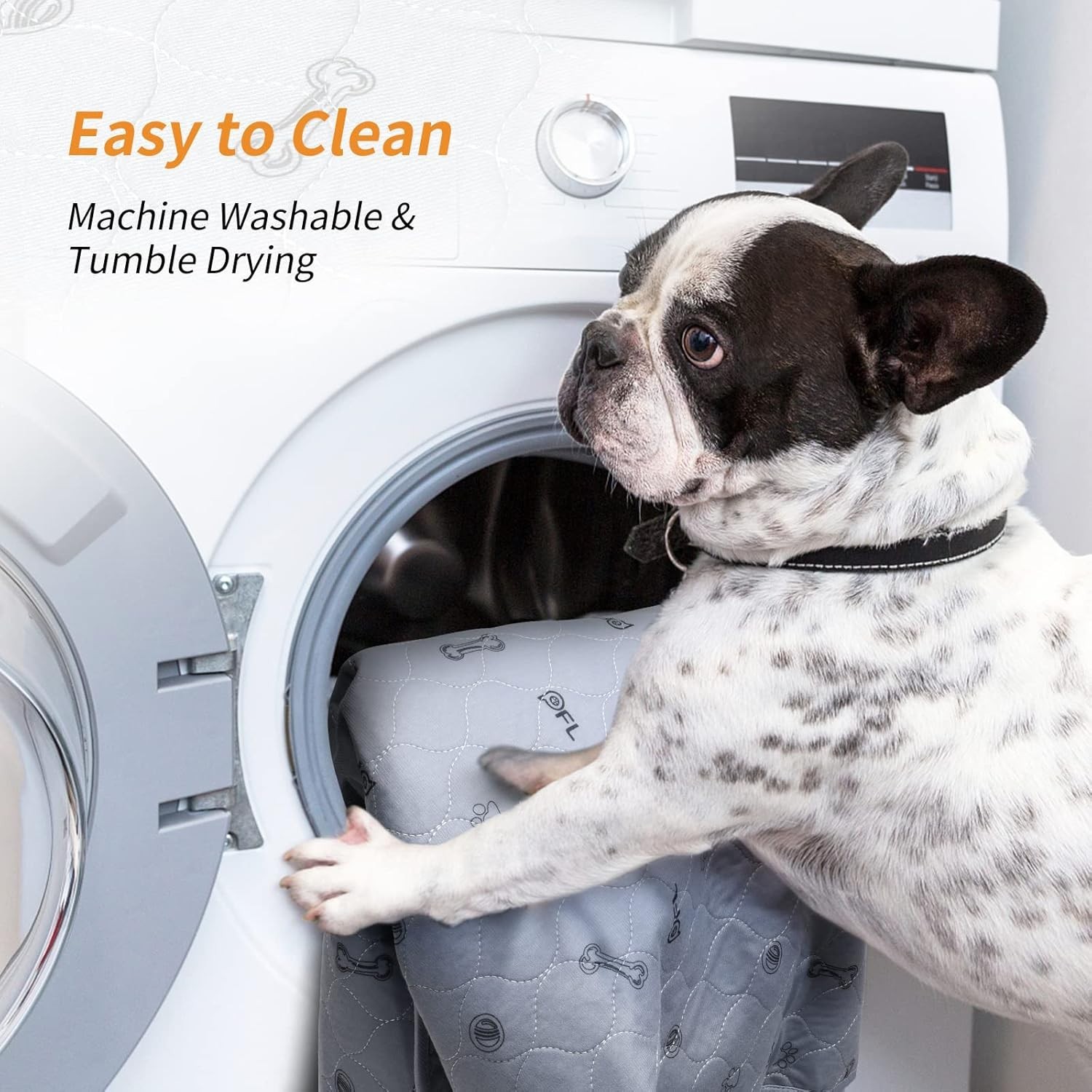 Washable Pee Pads for Dogs, 2Pack Puppy Pads 31×36, Bone Print