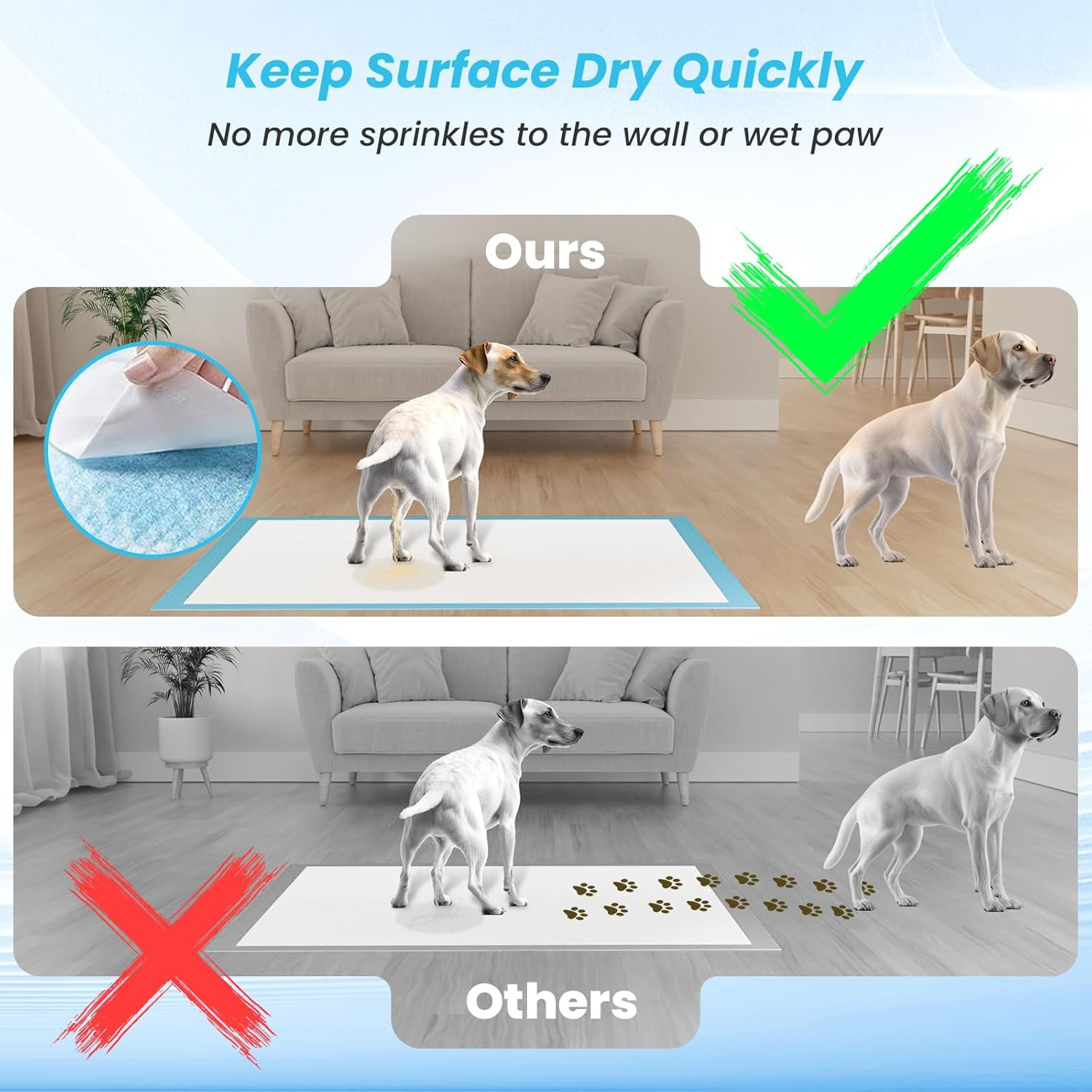 Puppy Pads Extra Large for Dogs 31″X47″ 40 Count, Leak-Proof & Super Absorbent D