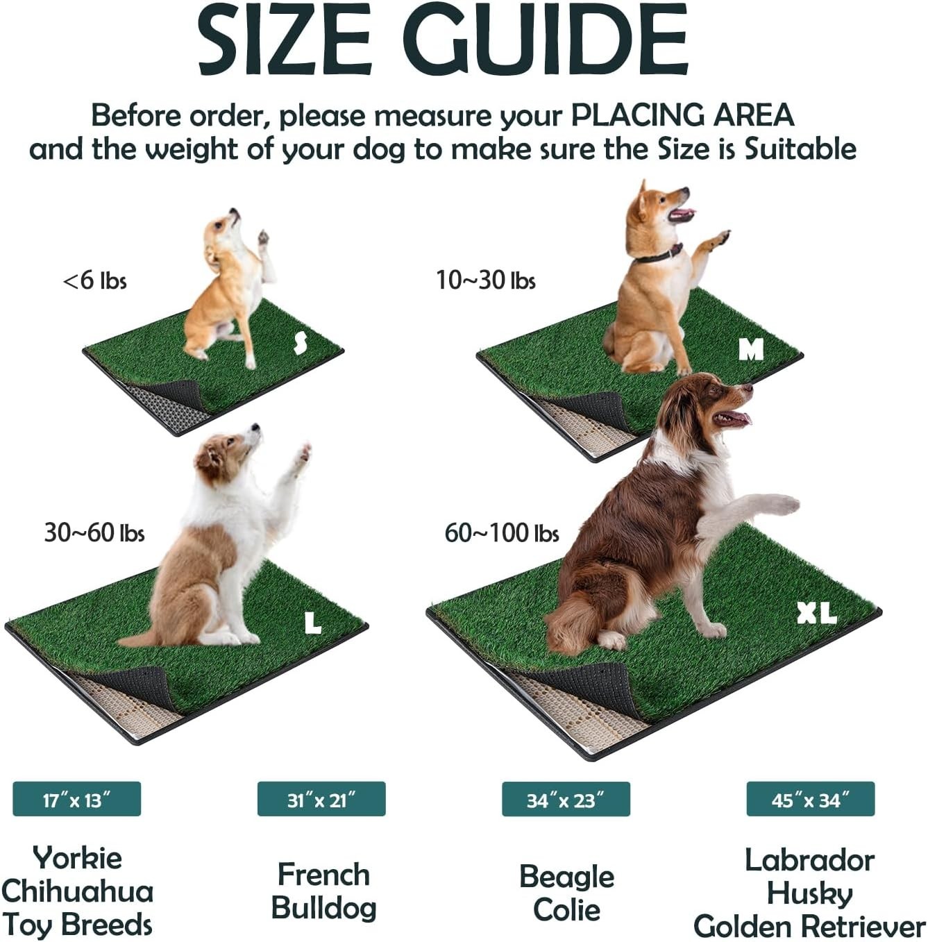 Dog Grass Pee Pads for Dogs with Tray | Extra Small 17 x 13 in for Puppy Less…