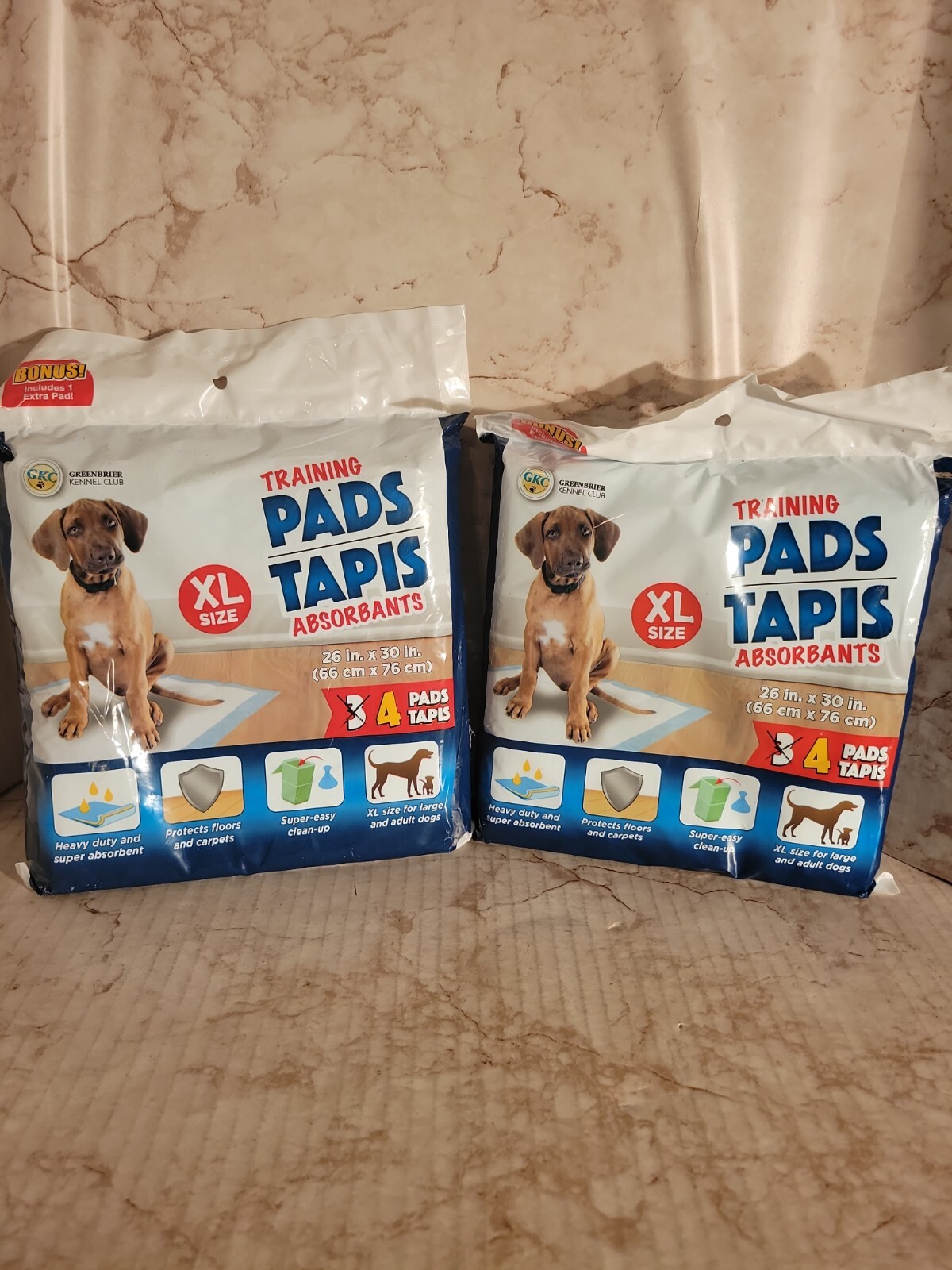 GKC Greenbrier Kennel Club Training Pads Dogs Absorbent XL PAD 26″ X 30″ 2 Bags