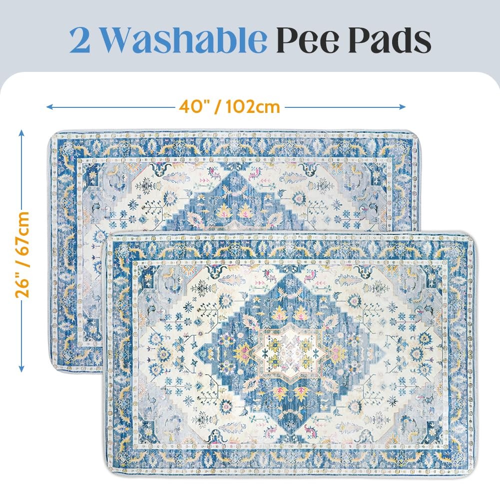 Washable Pee Pads for Dogs, 2 Pack Reusable Puppy Training Pads 40″x26″ Super…
