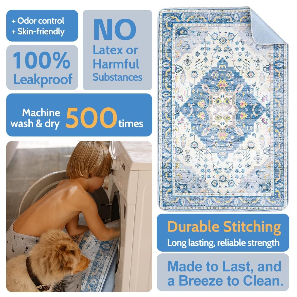 Washable Pee Pads for Dogs, 2 Pack Reusable Puppy Training Pads 40″x26″ Super…
