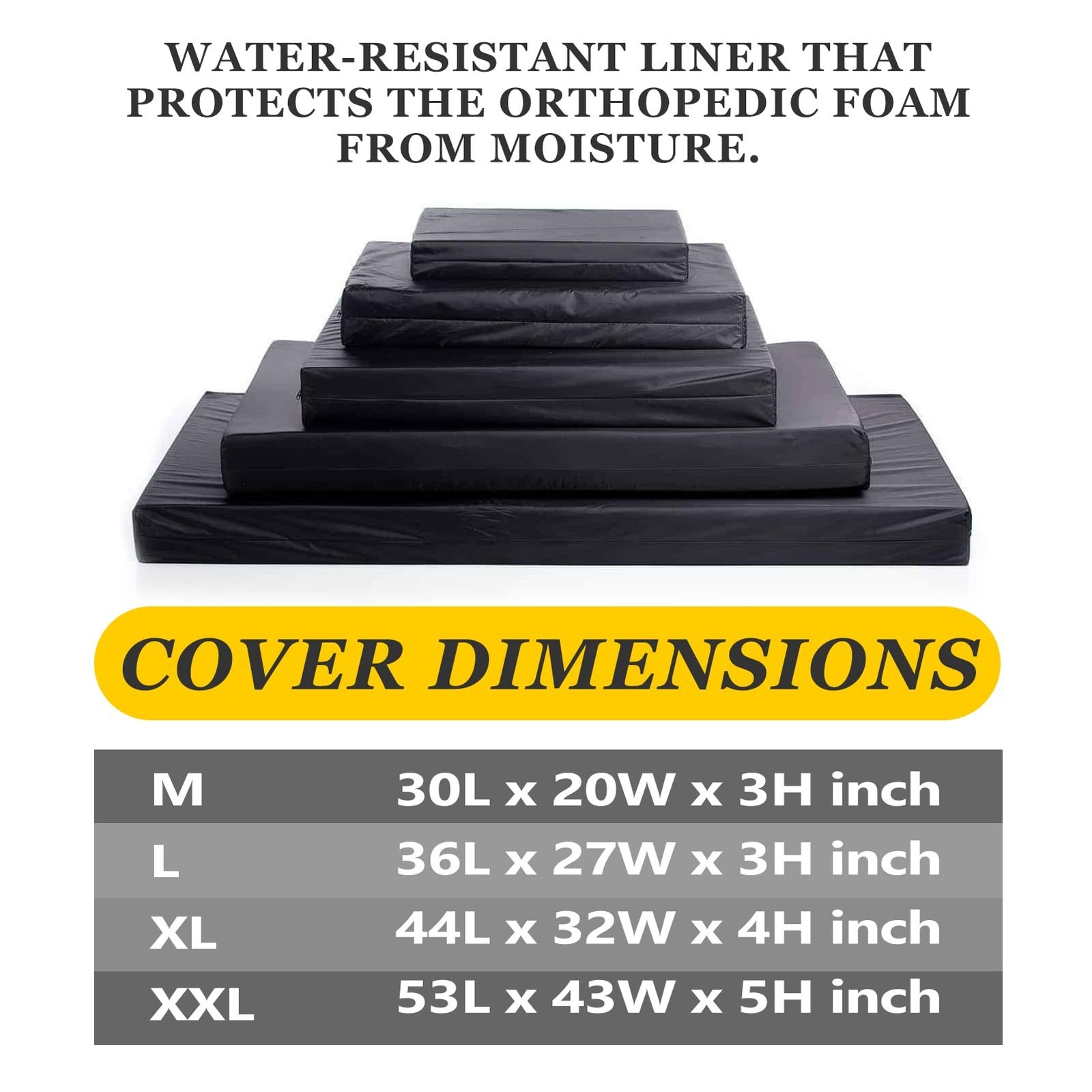 Dog Bed Covers 53L × 43W × 5H Inch Washable Black Thickened Waterproof
