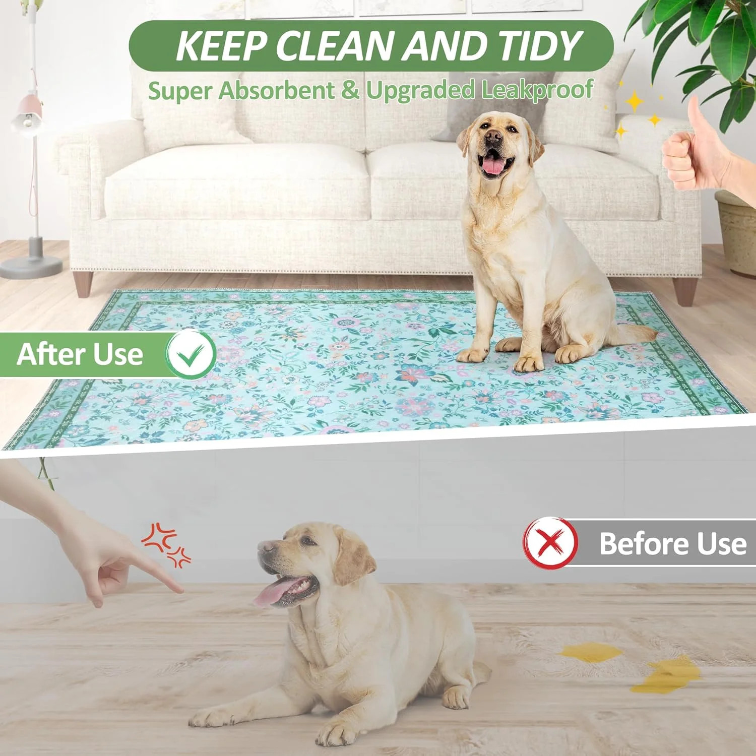 Washable Pee Pads for Dogs, 2Pack Reusable Puppy Pads, Super Absorbent & Leakpro