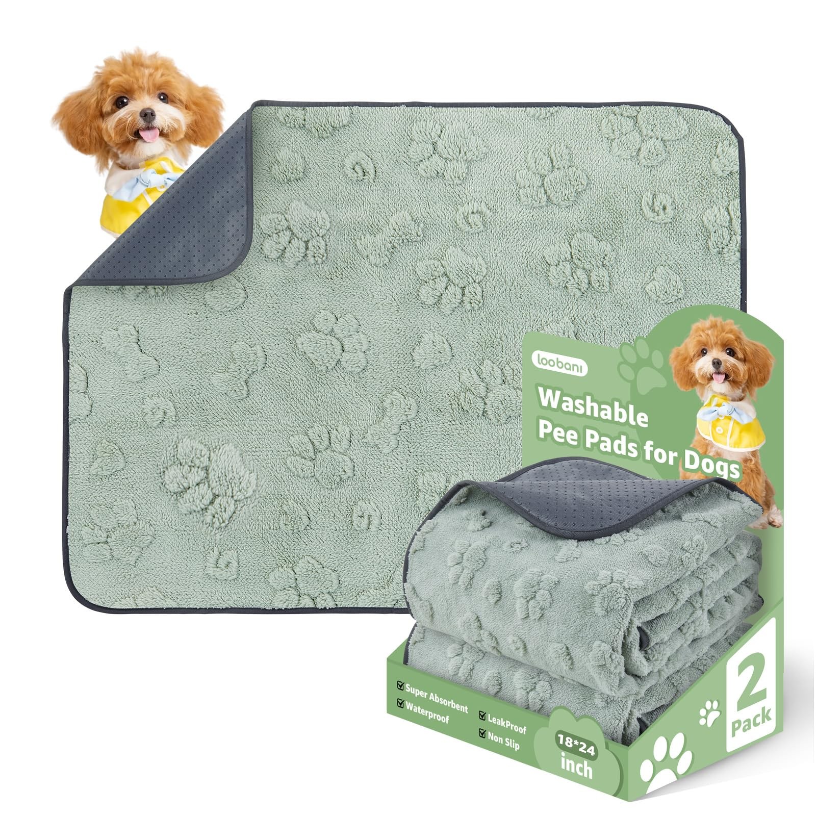 Washable Pee Pads for Dogs: 2 Pack Super Absorbent Reusable Puppy Pads, Leakp…