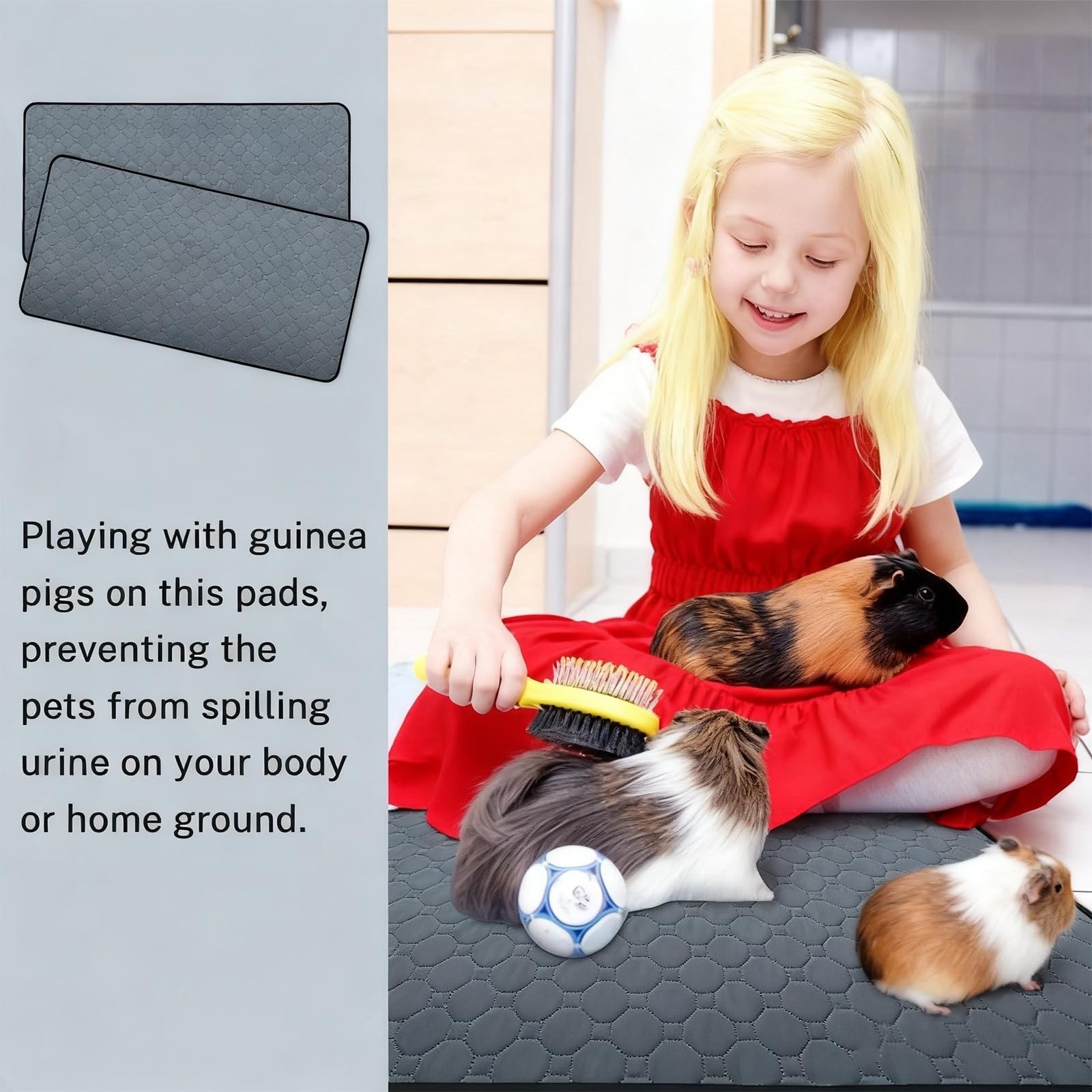 2 Pack Washable Guinea Pig Cage Liners & Pee Pads (24″x47″) – Waterproof, Sup…