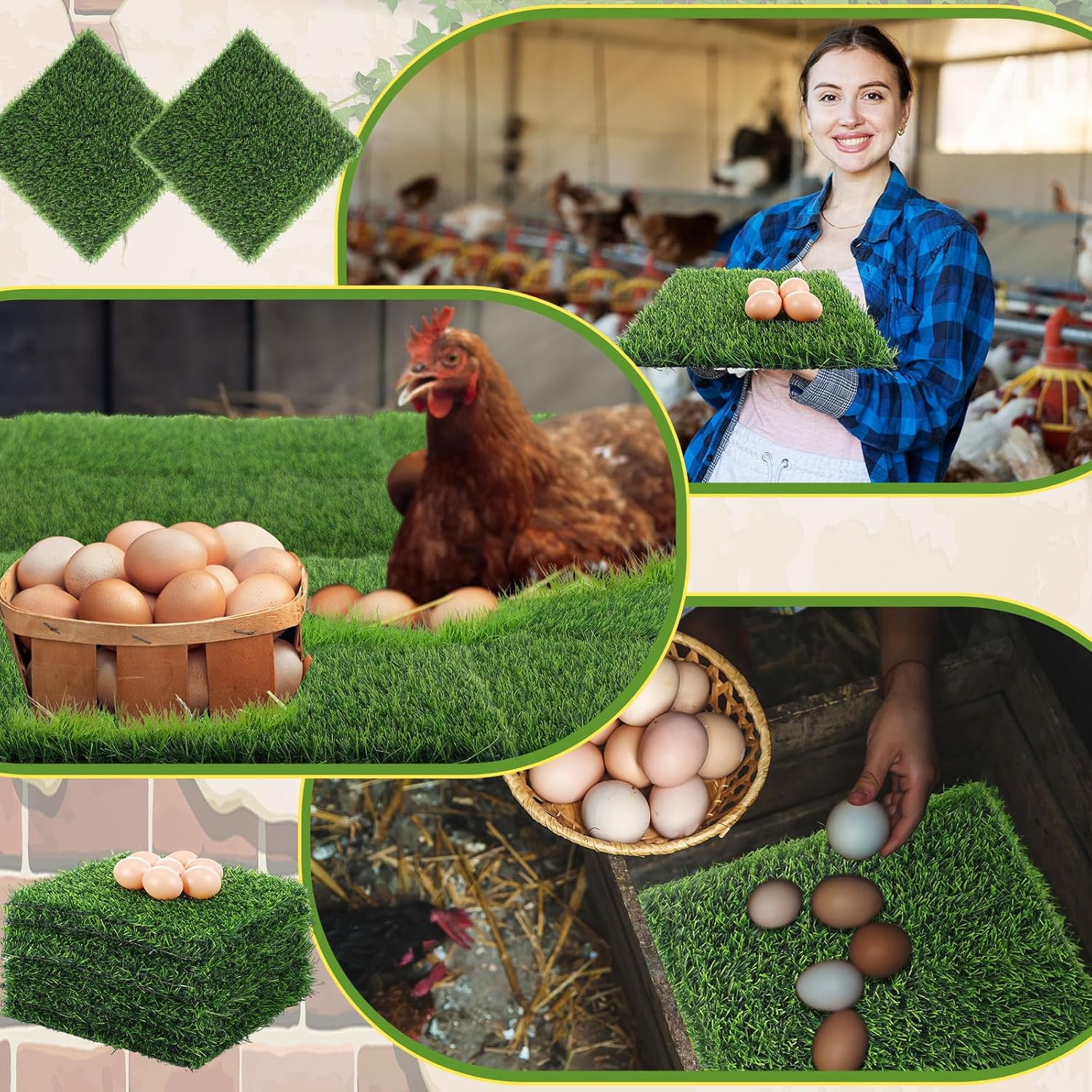 24 Pack Chicken Nesting Box Pads 12″X12″X1.2″ Washable Nesting Pads for Chickens