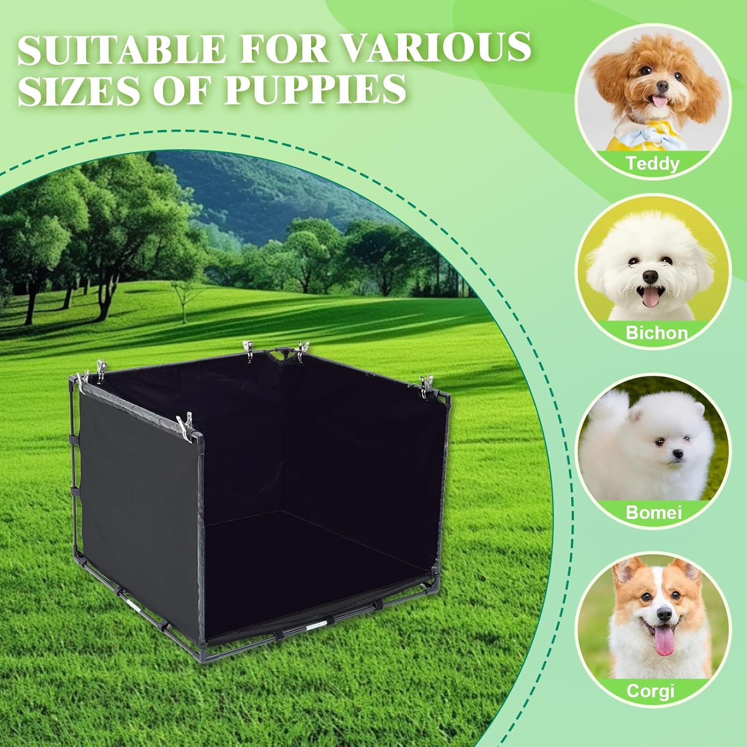 Dog Litter Box Indoor for Small Dogs,Puppy Pee Pad Holder with High Walls(23.62″