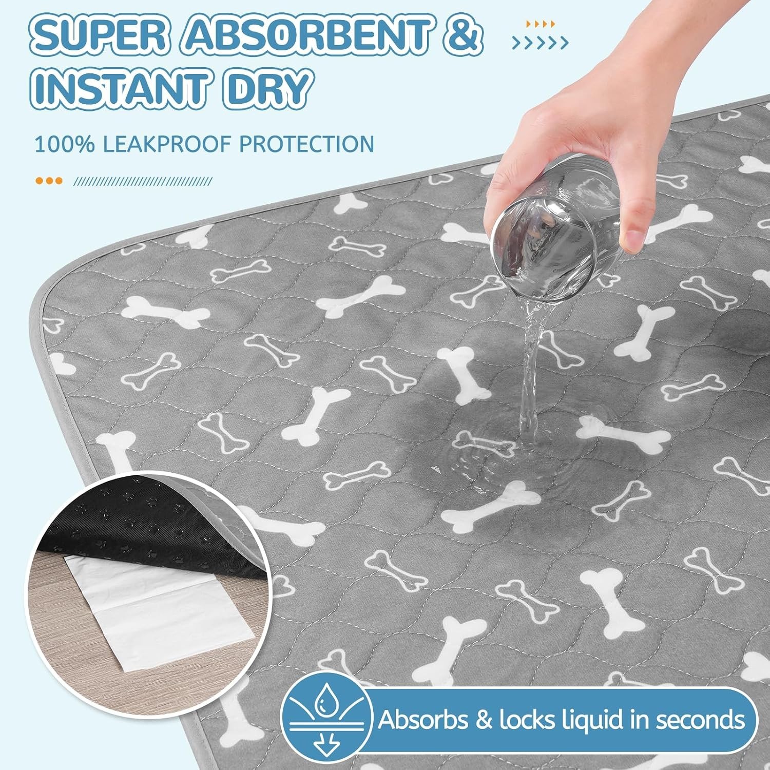 Convenient 2-Pack Washable Dog Pads – 18″x24″, Perfect for Training & Comfort