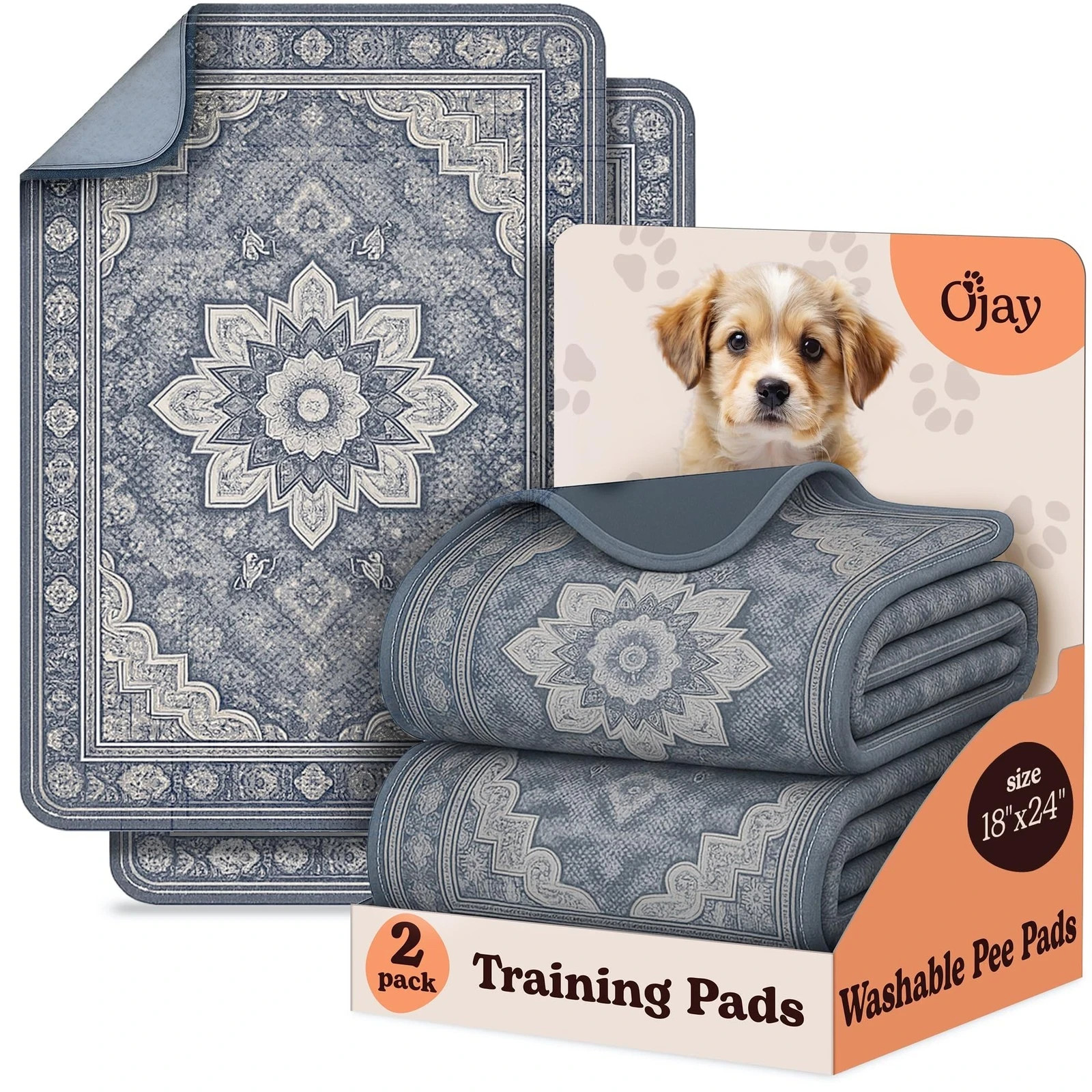 2 Pack Washable Dog Pee Pads Waterproof Non Slip Training Pads