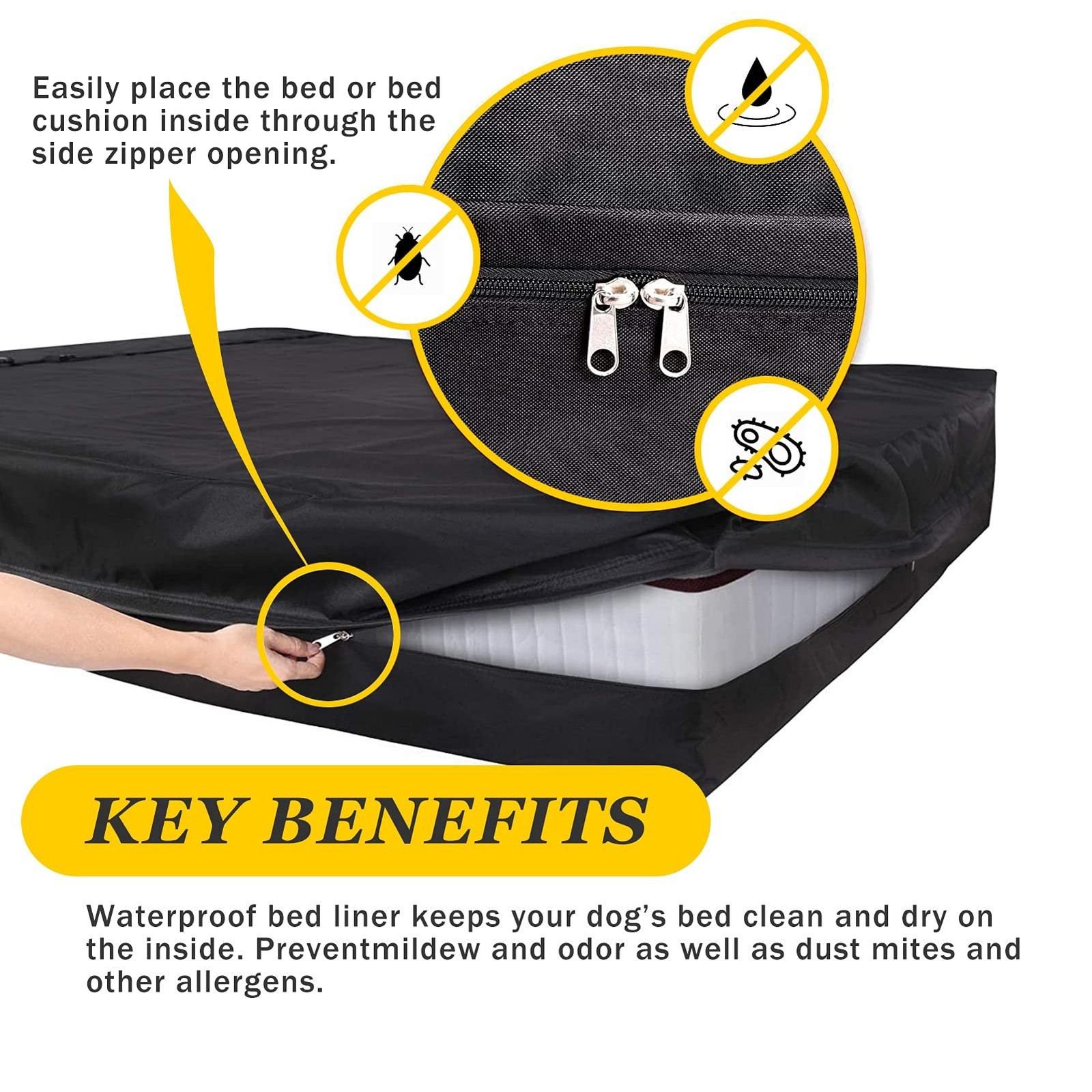 Dog Bed Covers 53L × 43W × 5H Inch Washable Black Thickened Waterproof