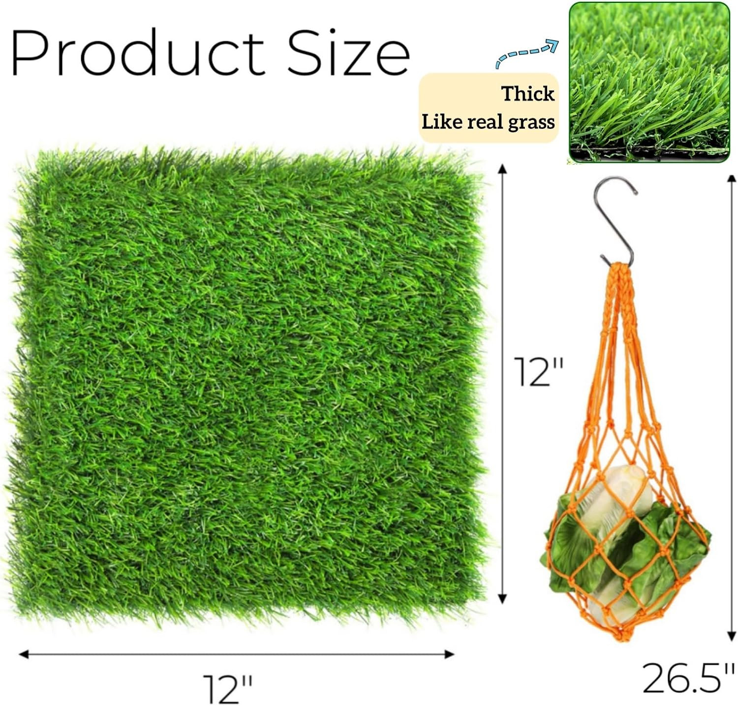 8 Pack Chicken Nesting Pads with Veggie Feeder, 12X12 Washable Artificial Grass