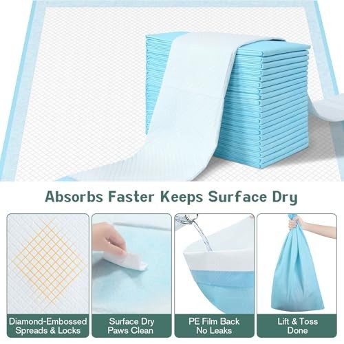 Extra Large Puppy Pee Pads 31″ x 47″ – 40 Count, Super Absorbent Leak-Proof Pott