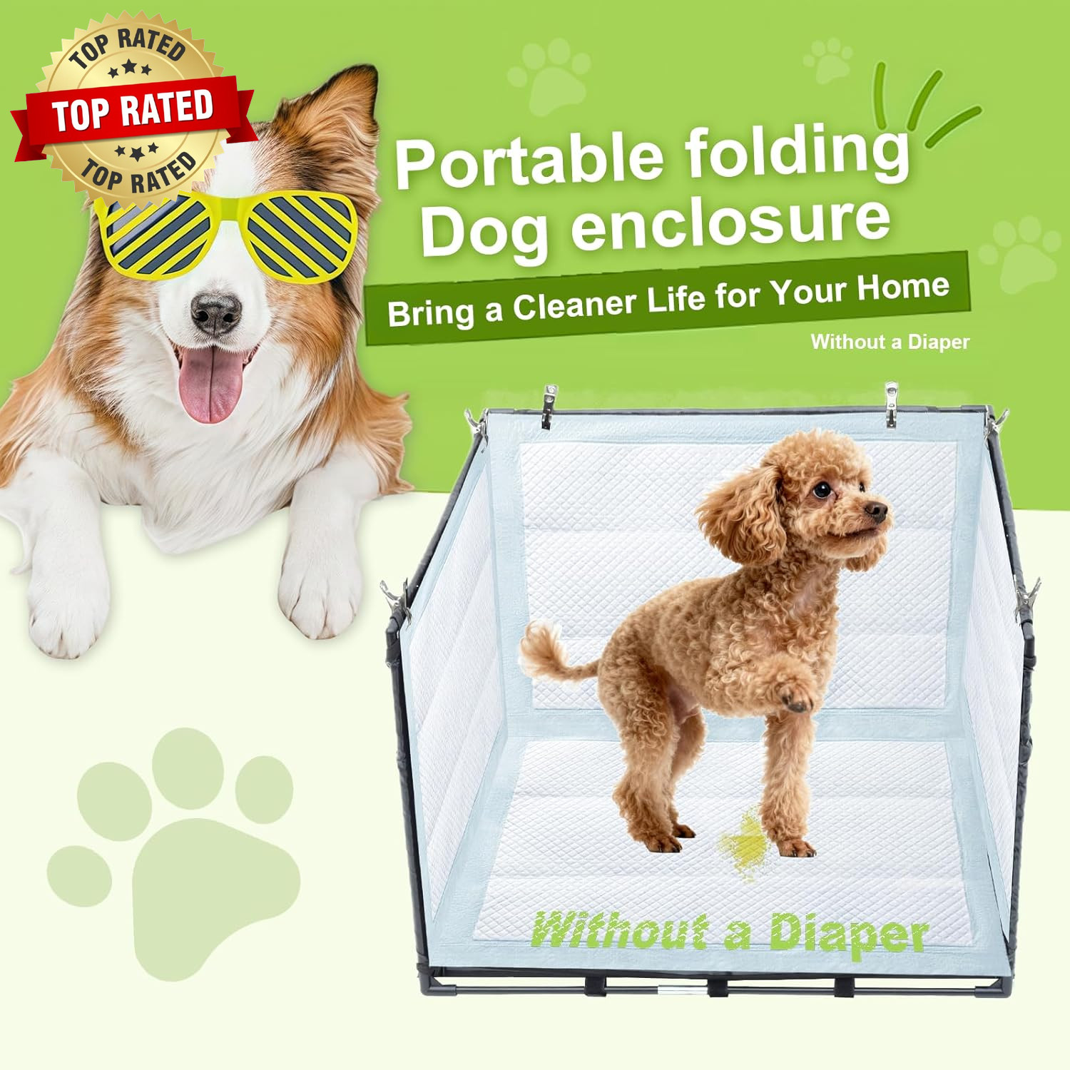 Dog Litter Box Indoor for Small Dogs,Puppy Pee Pad Holder with High Walls(23.62″