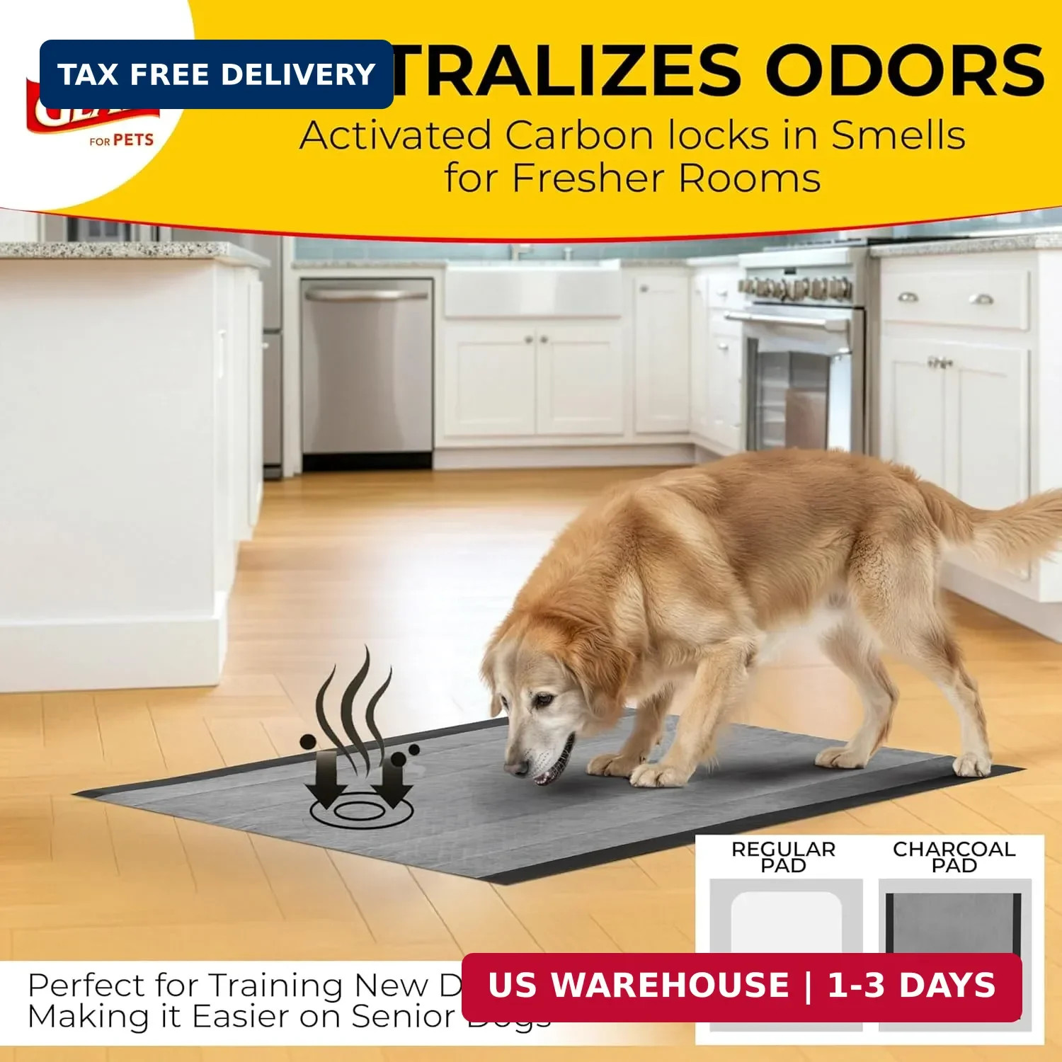 Glad for Pets XL Charcoal Training Pads for Dogs and Puppies, 30 Count | 6-layer