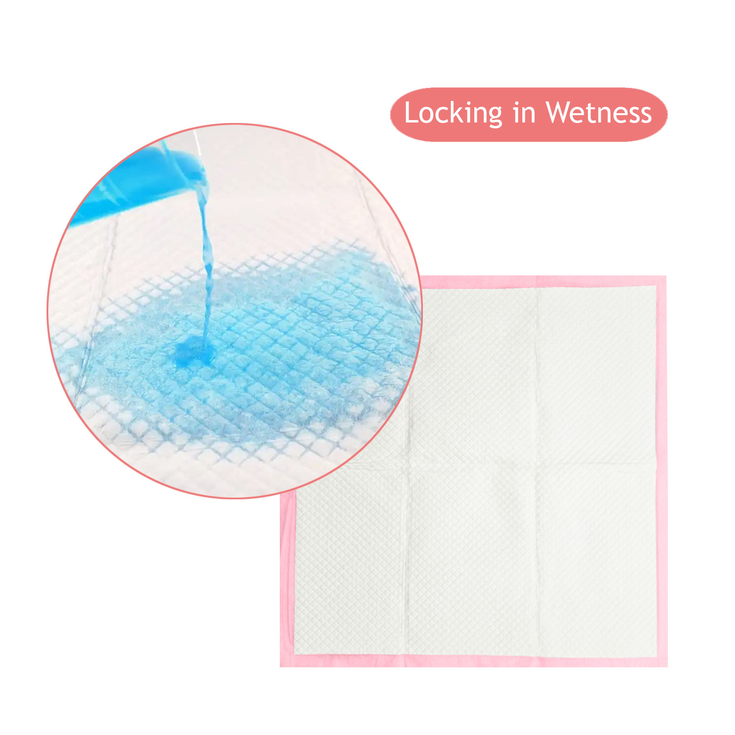 3Q Puppy Pee Pads, 50 Count – 22 x 22 Inch Pet Potty Training Pads for Dogs Pink