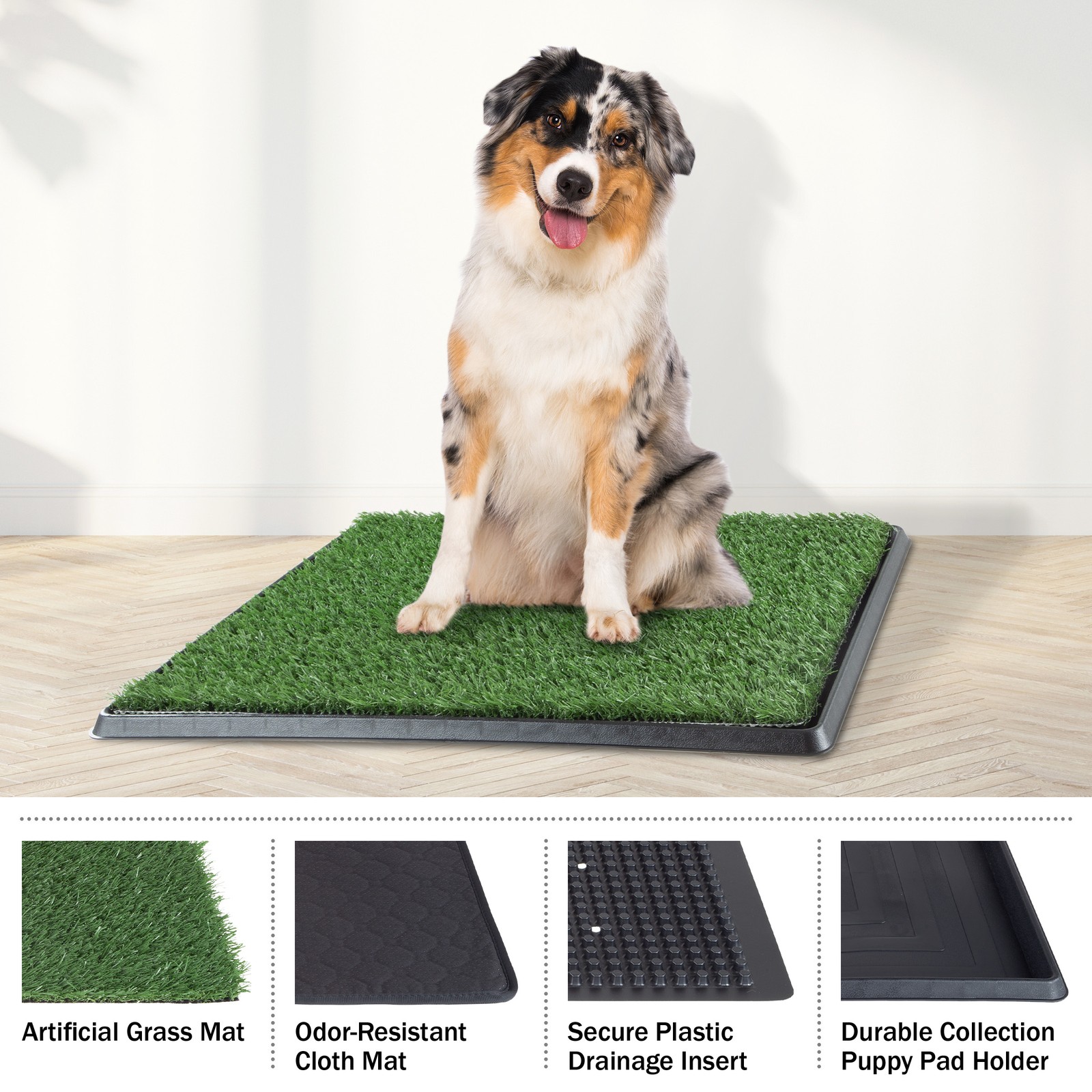 20″x25″ Artificial Grass Puppy Pee Pad Dogs 4-Layer Training Potty Pad with Tray