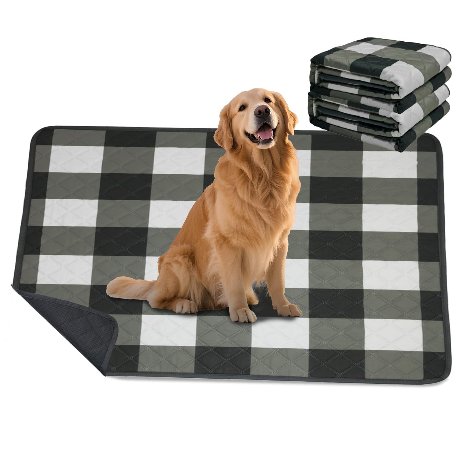 Washable Pee Pads for Dogs(2-Pack, 24″x18″),Absorbent & Leakproof Reusable Tr…