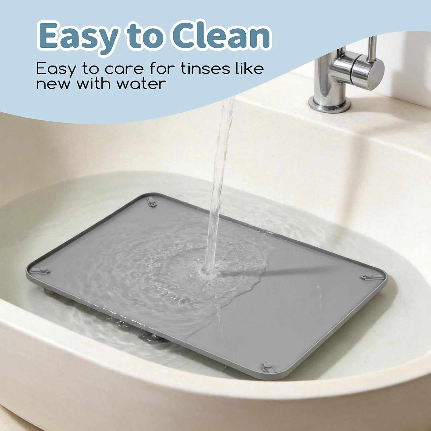 Silicone Puppy Pad Holder Tray with Clips Fits for 24″x35″ Pee Pads – Grey