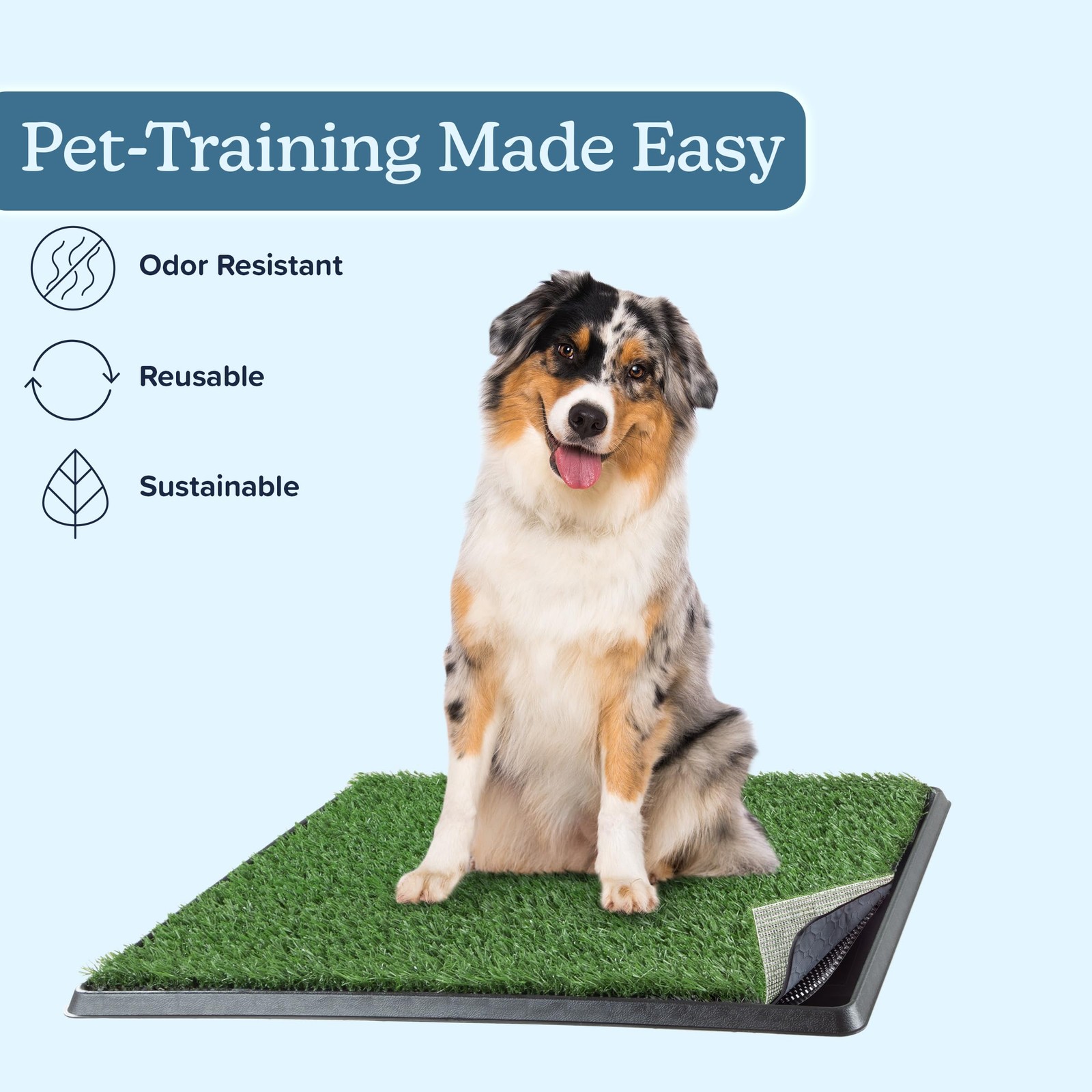 Artificial Grass Puppy Pee Pad for Dogs and Small Pets – 20×25 Reusable 4-Layer