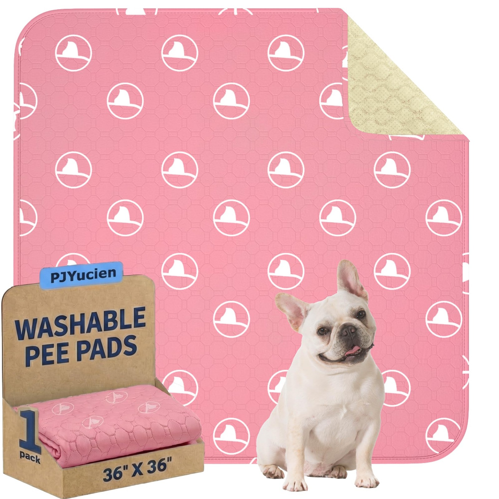 PJYuCien 36″x36″ Reusable Playpen Training Pad for Puppies, Pink | Ideal for Sma