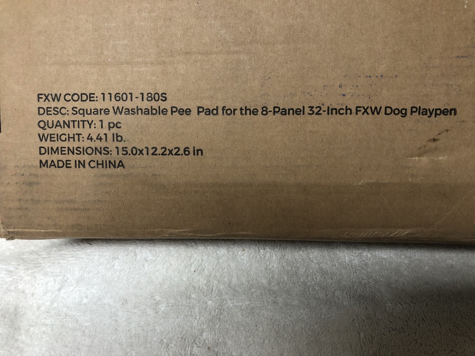 FXW Square Washable Pee Pad for Dogs 71″ x 71″ For 8 Panel 32″ Pen- NIB!