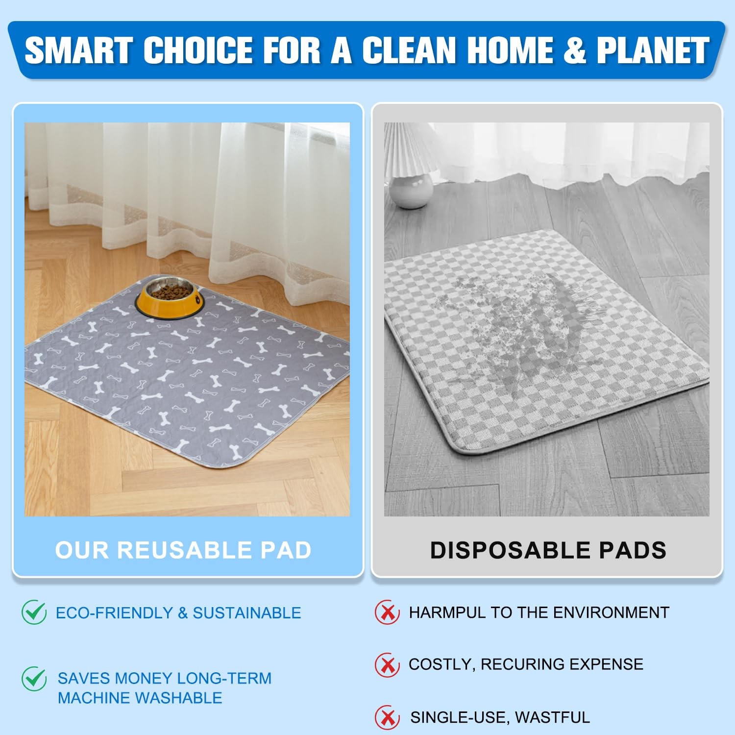 Puppy Pee Pads for Dogs, Washable Pet Pads for Dogs & Cats, Reusable Pet Pads…