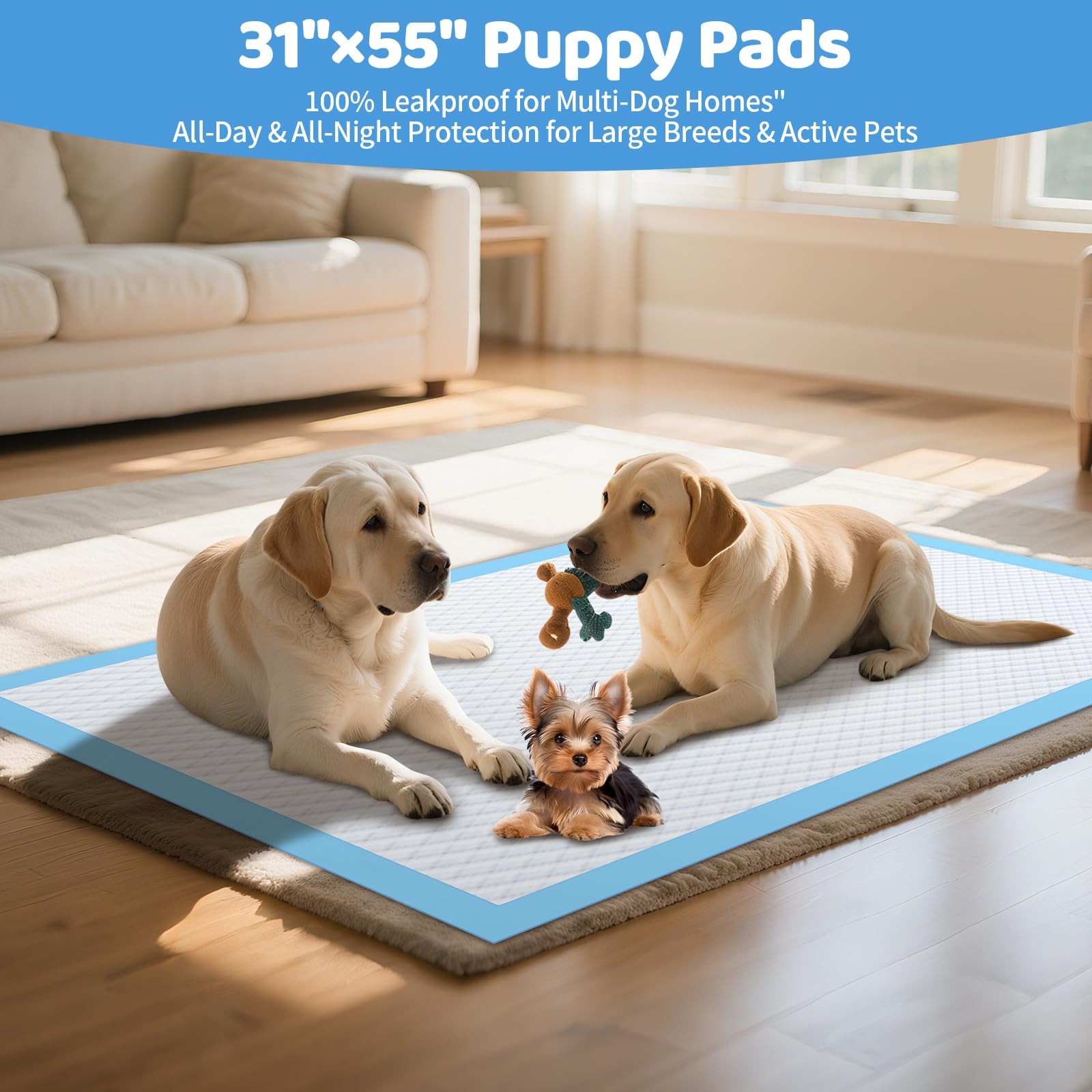 Dog Training Pads 31×55 Extra Large 1200ml Absorbency 40 Count – Leak-Proof