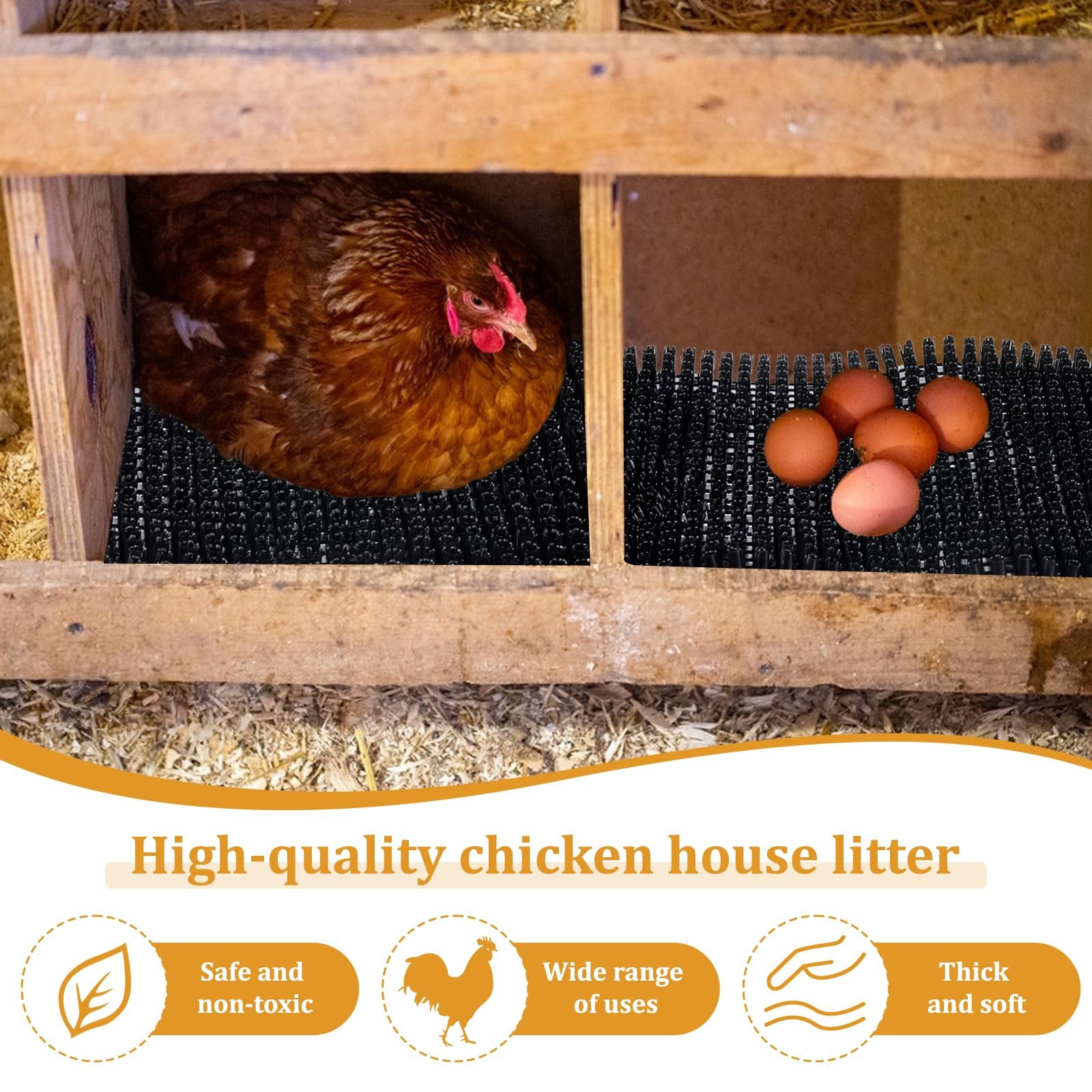 6PCS Nesting Pads for Chicken Coop, 12″x13″ Washable Nest Box Mats, Reusable