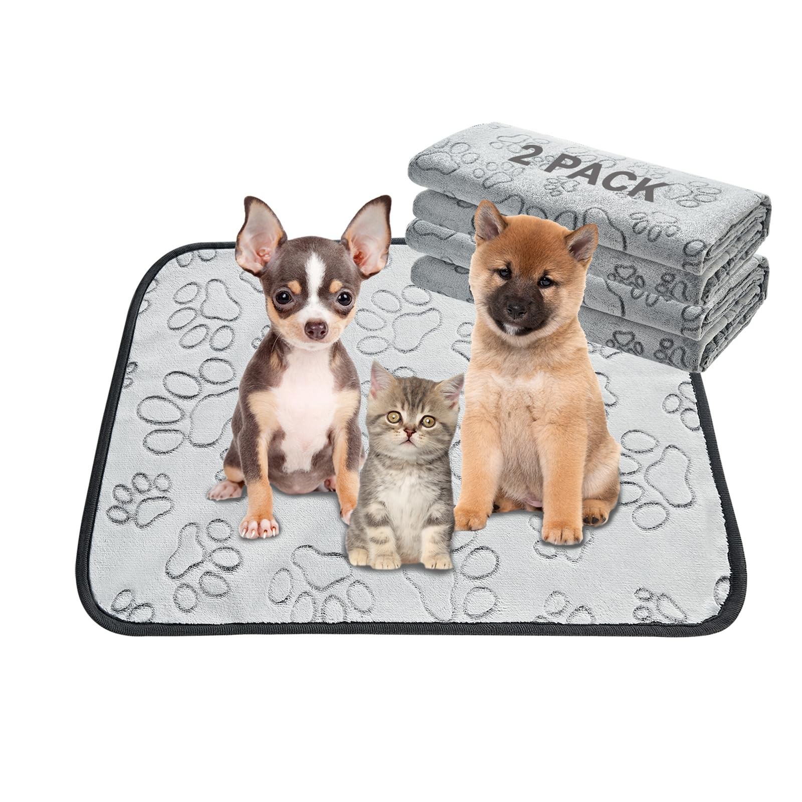Qeils Reusable Puppy Pads, 2 Pack Washable 18×24(pack of 2)-Gray, Light Gray