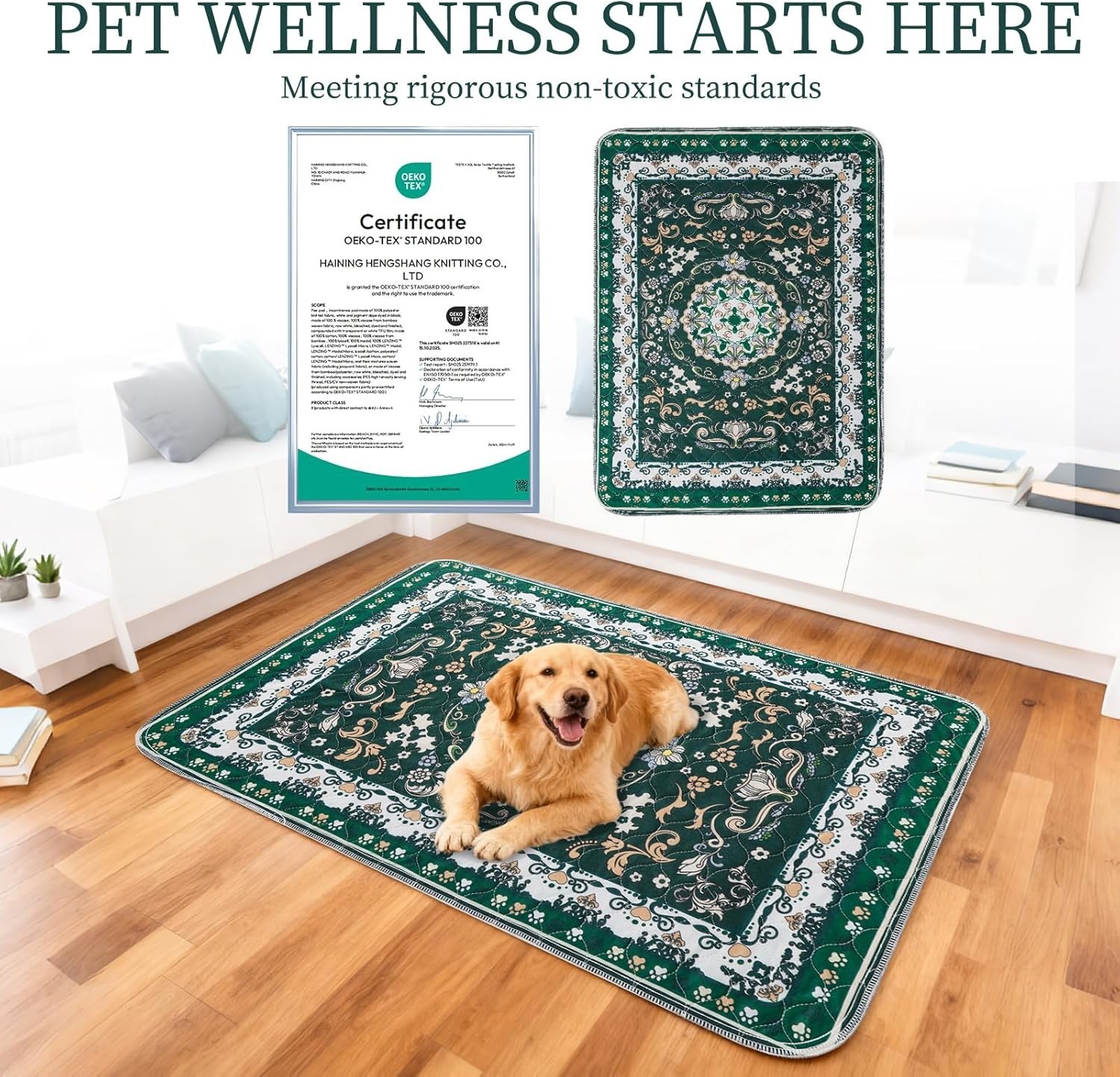 Washable Puppy Pee Pads for Dogs with Pheromones (Green 18″ X24″ 2 Pack), Traini