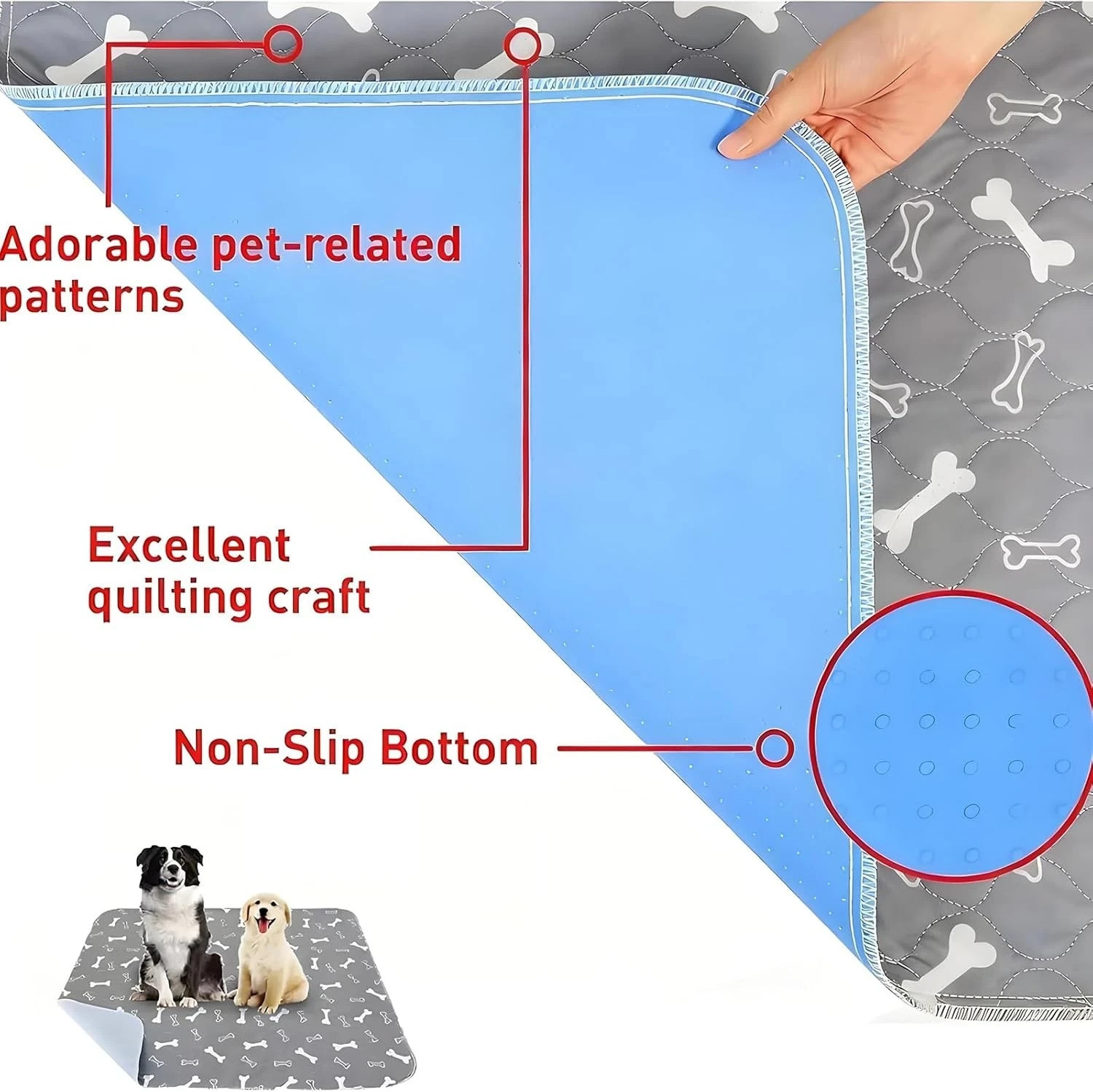 Puppy Pads with Pheromones, Washable Puppypad Pee Pads,(Gray, S: 15.7″ × 23.6″)