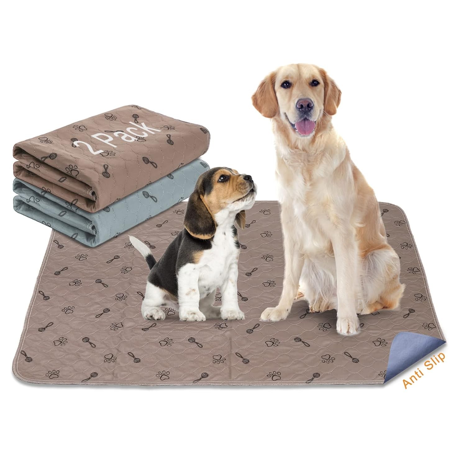 2Pack 36″x36″ Pee Pads Washable Waterproof Rugs for Dog Training