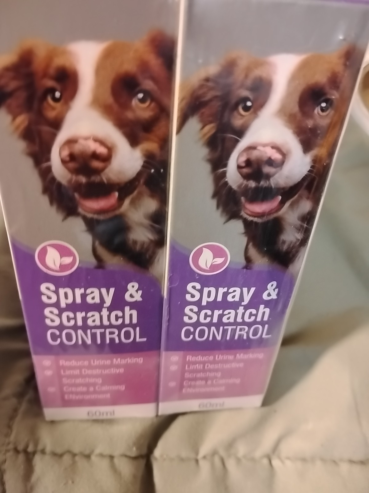 Pet Dog Natural Spray & Scratch Control 60 ml.NEW in Box Easy to Use. Sealed 2Pk