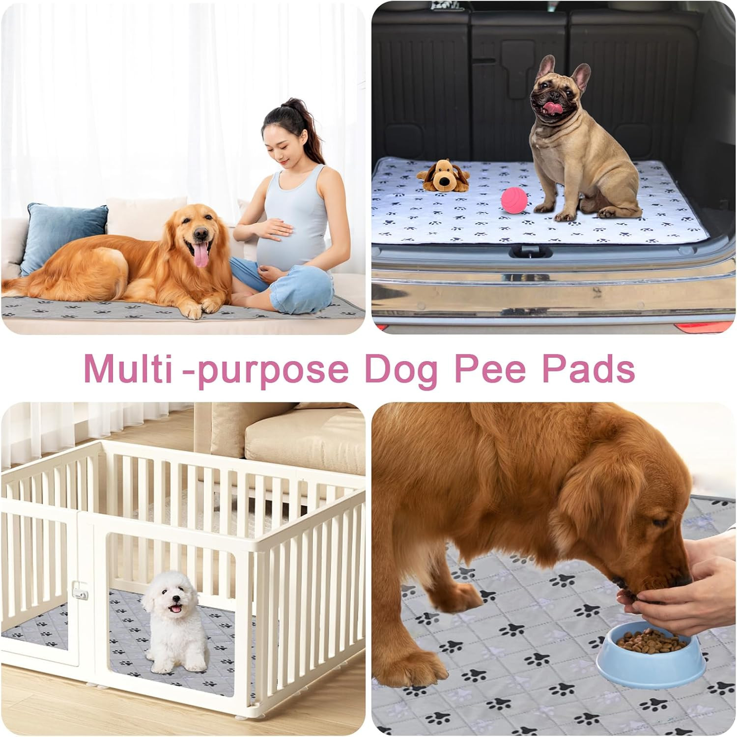 2 Pack 36″X 41″ Waterproof Non Slip Wee Pad，Reusable Washable Pee Pads for Do…