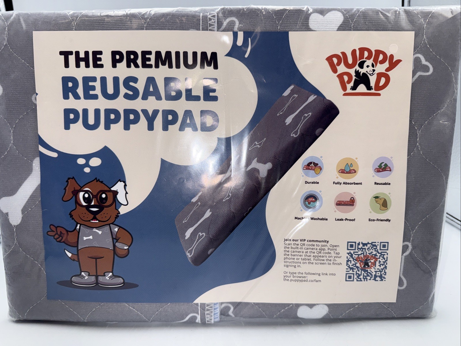 PuppyPad The Premium Reusable Durable Puppy Pad CN6 Gray Medium (28x32in)