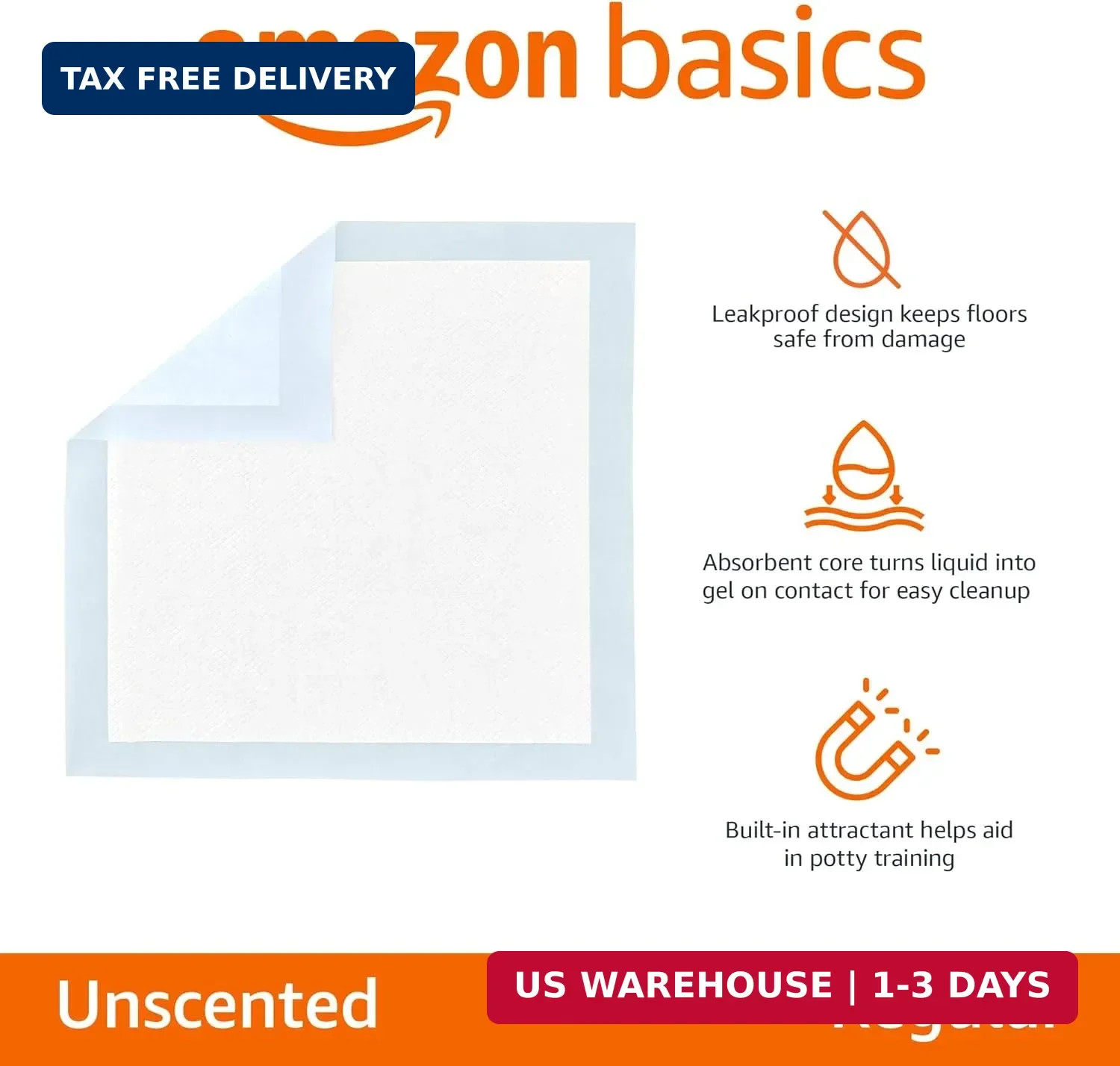 Amazon Basics Leak-Proof Dog and Puppy Potty Training Pee Pads with Quick-Dry 5-