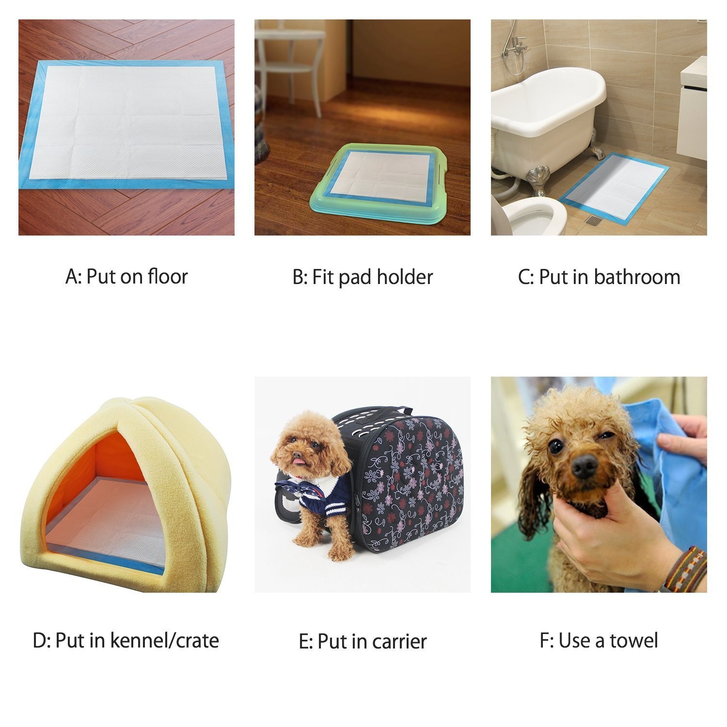 Petfamily Super-Absorbent 24 by 24 Inches Dog Training Pads – 100-Count, Blue