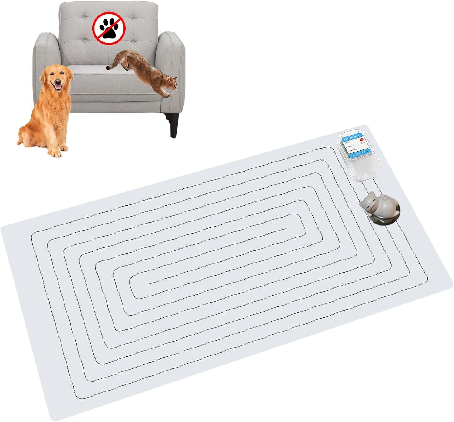 Scat Pet Shock Mat Indoor, Safe Shock Training Pads for Dogs and Cats 30″x16″ US