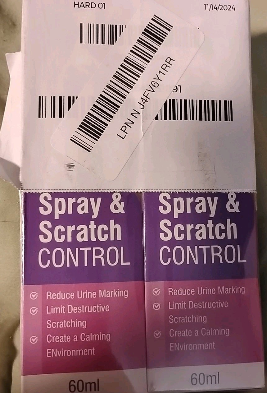 Pet Dog Natural Spray & Scratch Control 60 ml.NEW in Box Easy to Use. Sealed 2Pk