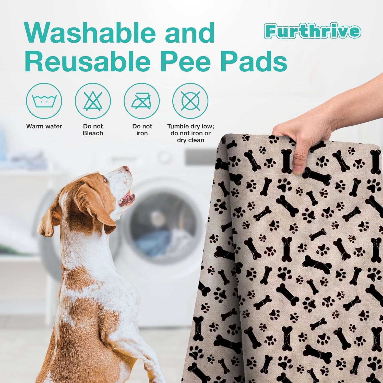 Furthrive Washable Pee Pads for Dogs with Pheromone Attraction, Reusable Puppy P